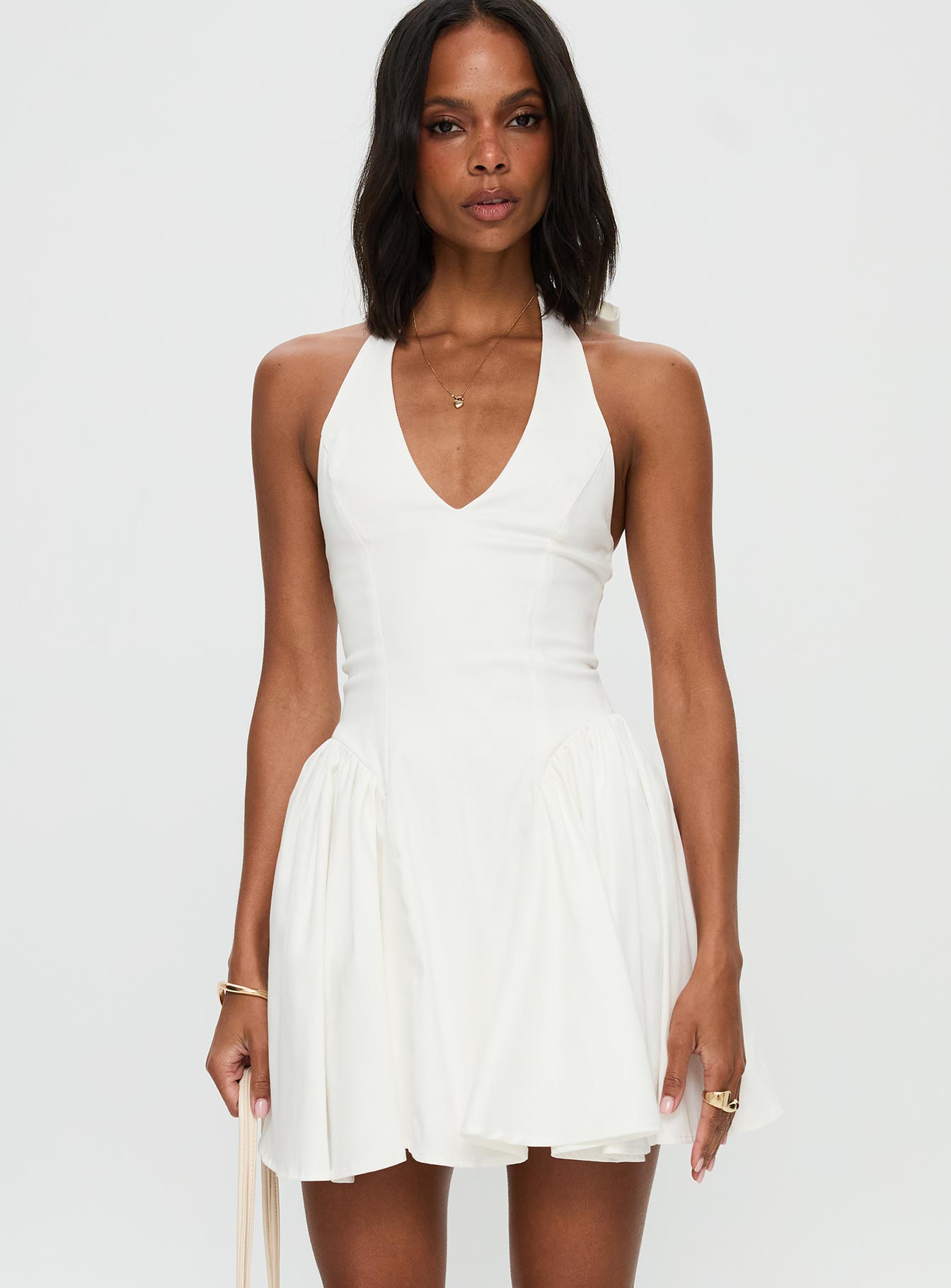 Karisse Beyaz Halter Mini Elbise