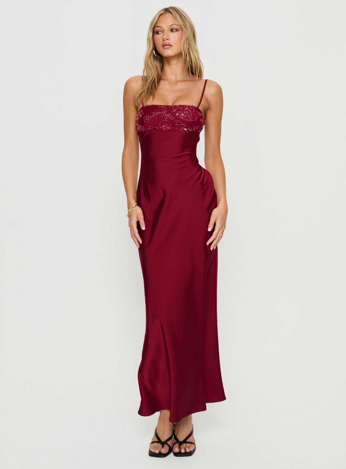 Engracia Bordo Pullu Maxi Elbise