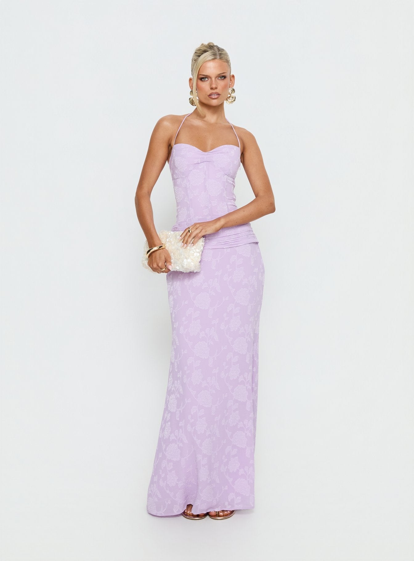 Portofino Lila Korsaj Maxi Elbise