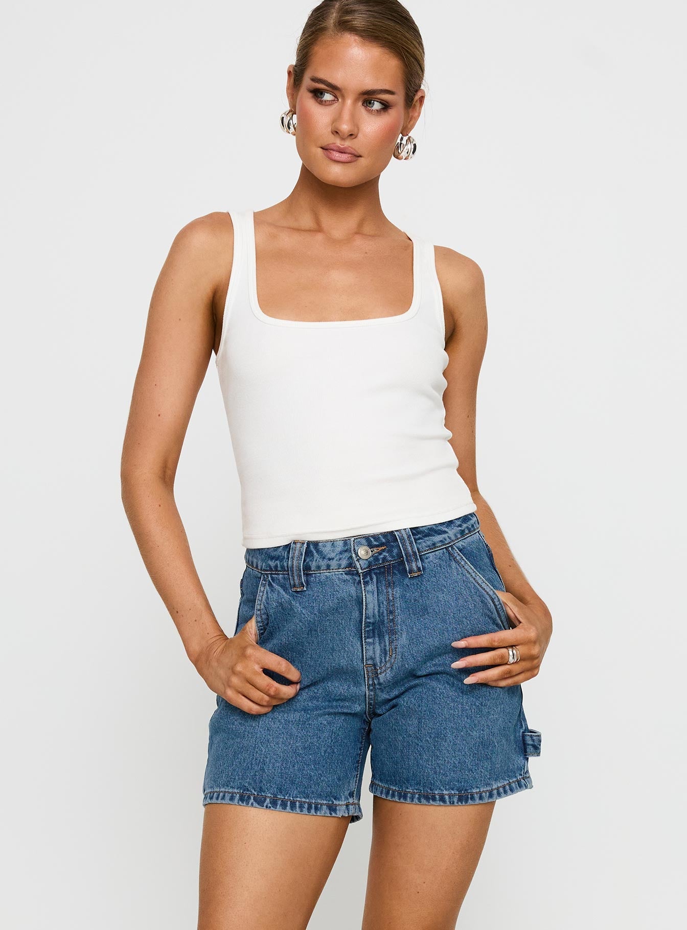 Lou Carpenter Orta Yıkama Denim Şort