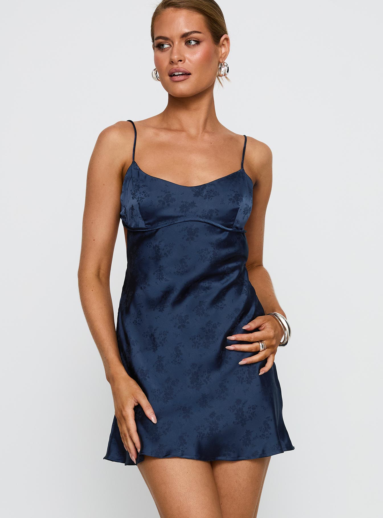 Clemence Lacivert Mini Elbise