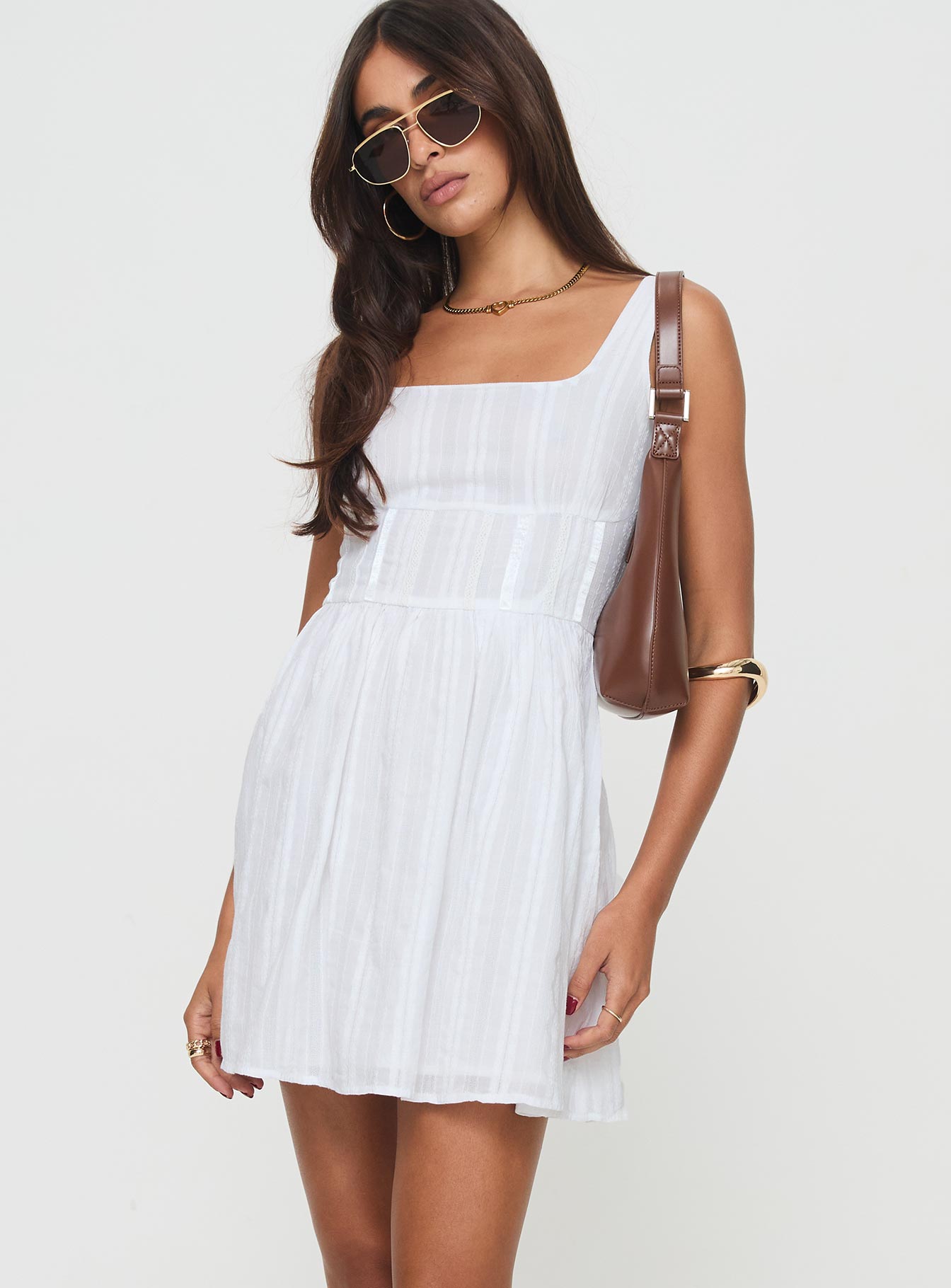 Lorinda Beyaz Mini Elbise