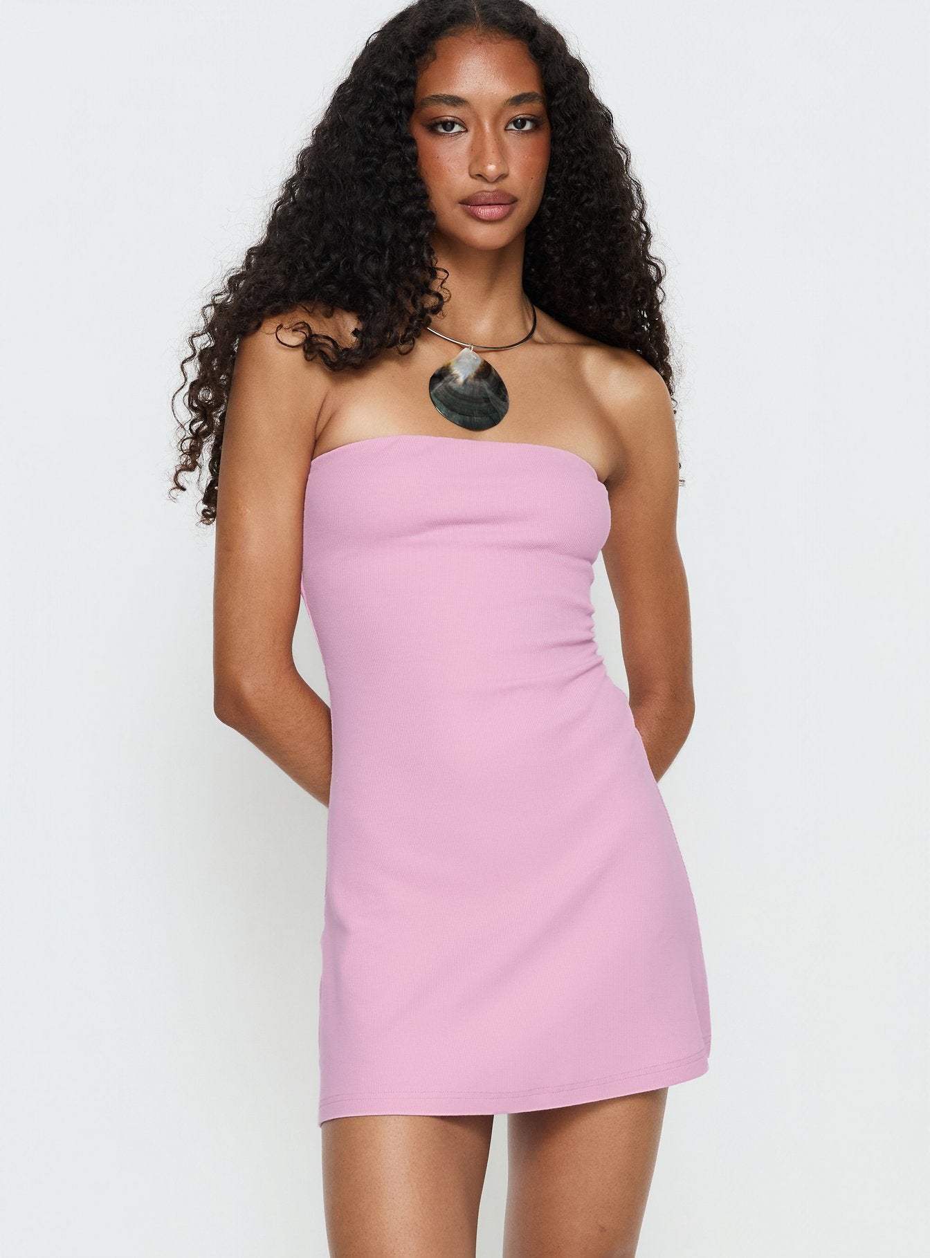 Pembe Straplez Mini Elbise