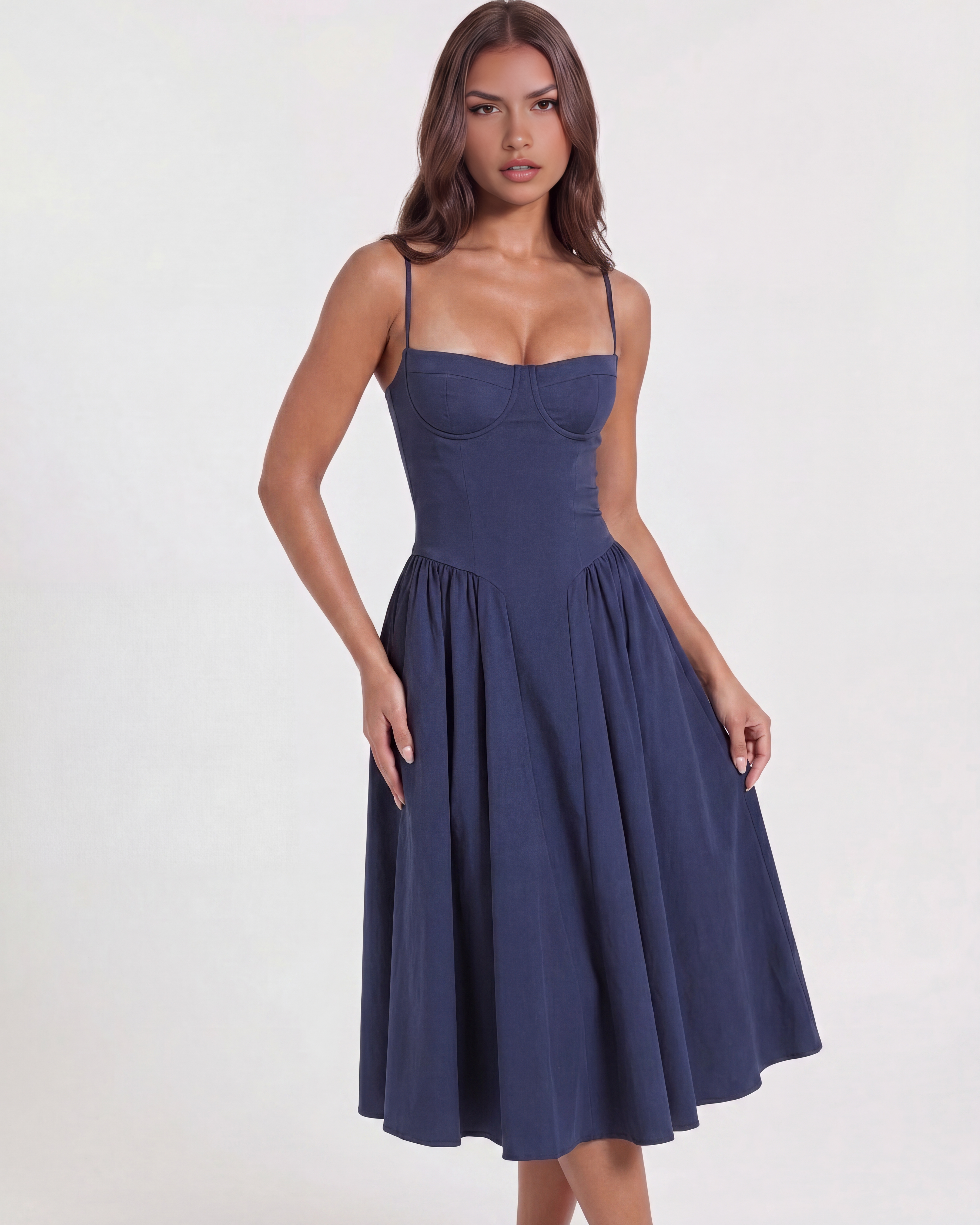 Francesca Lacivert Midi Elbise