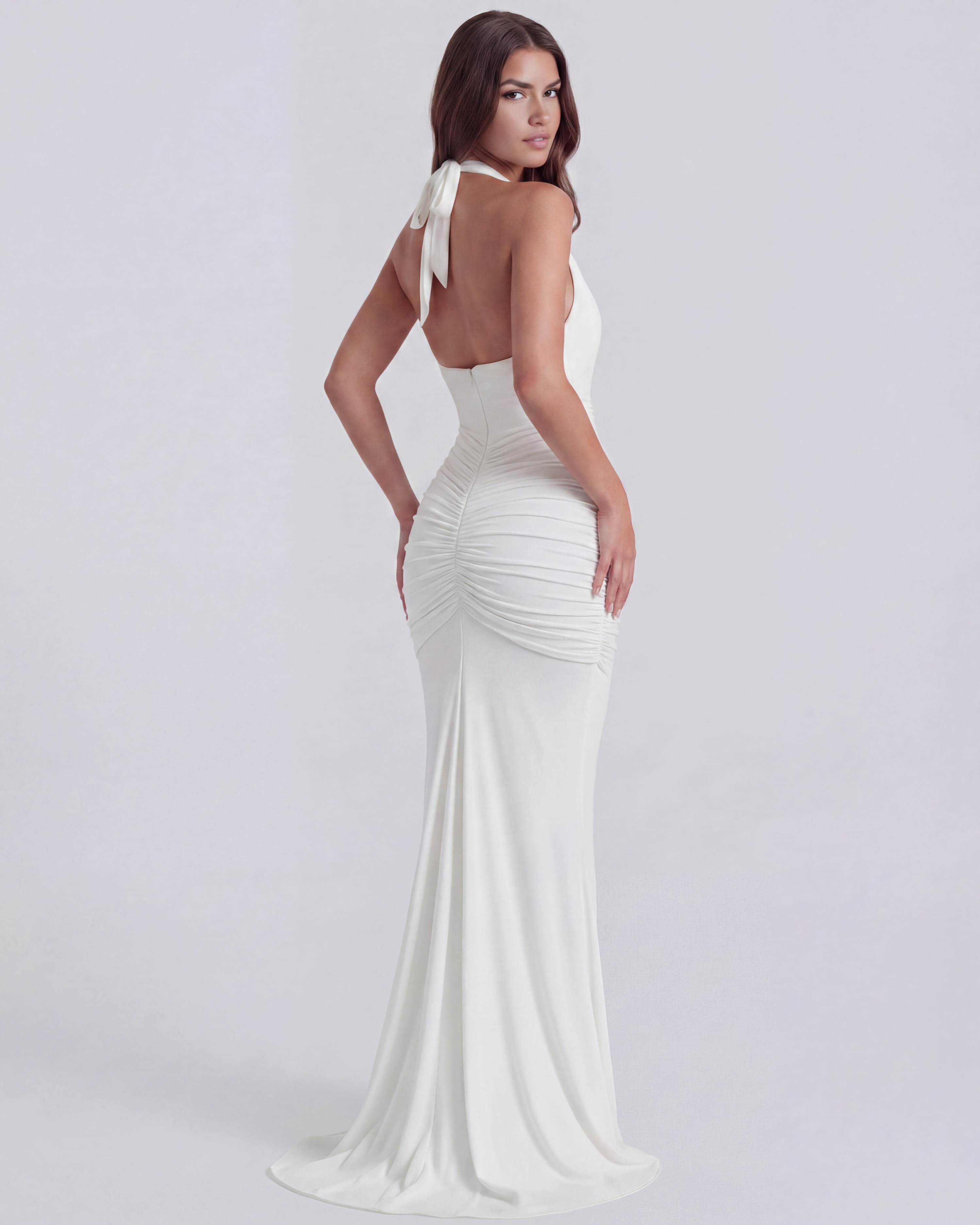 Ariel Beyaz Maxi Elbise