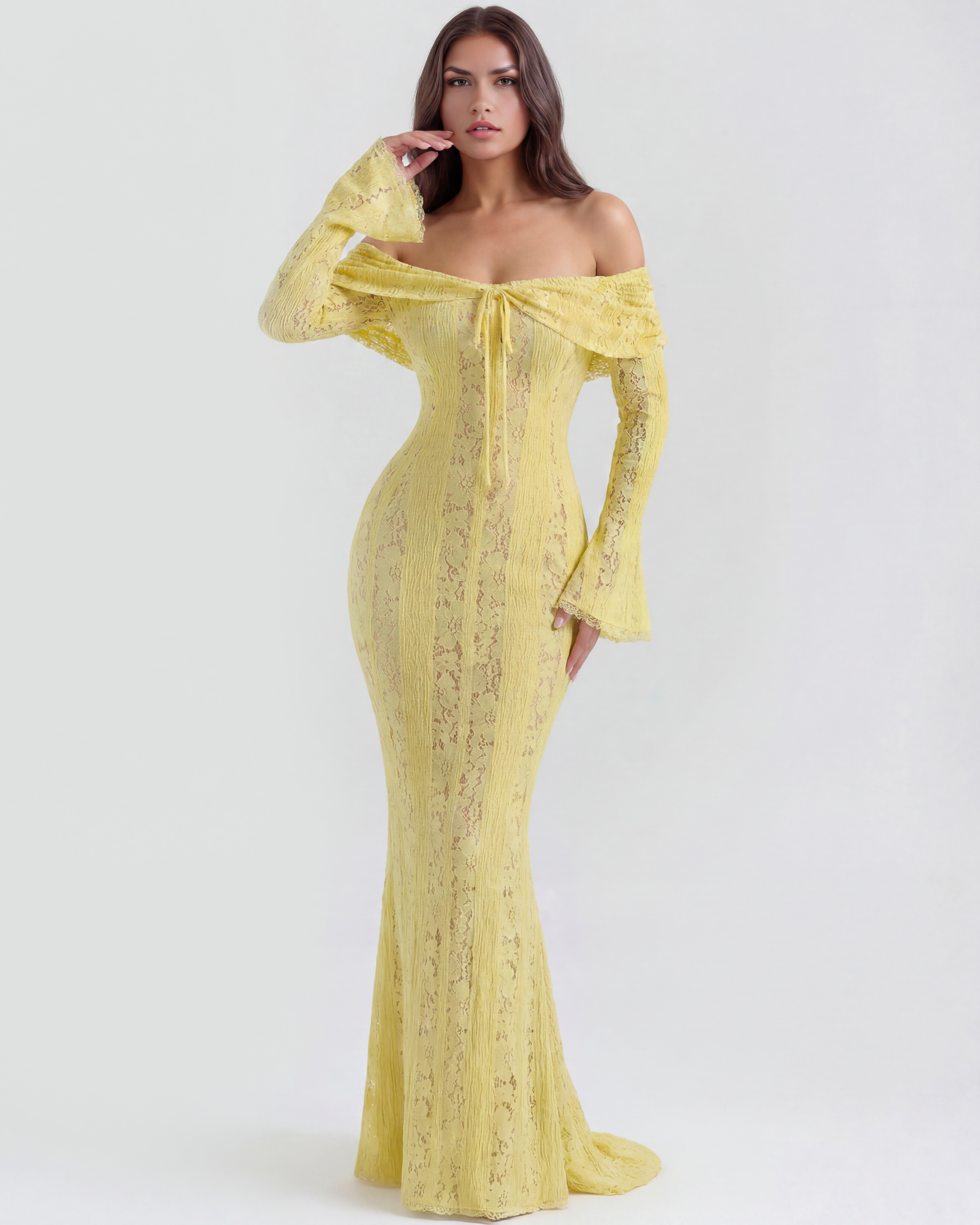 Alessandra Sarı Maxi Elbise
