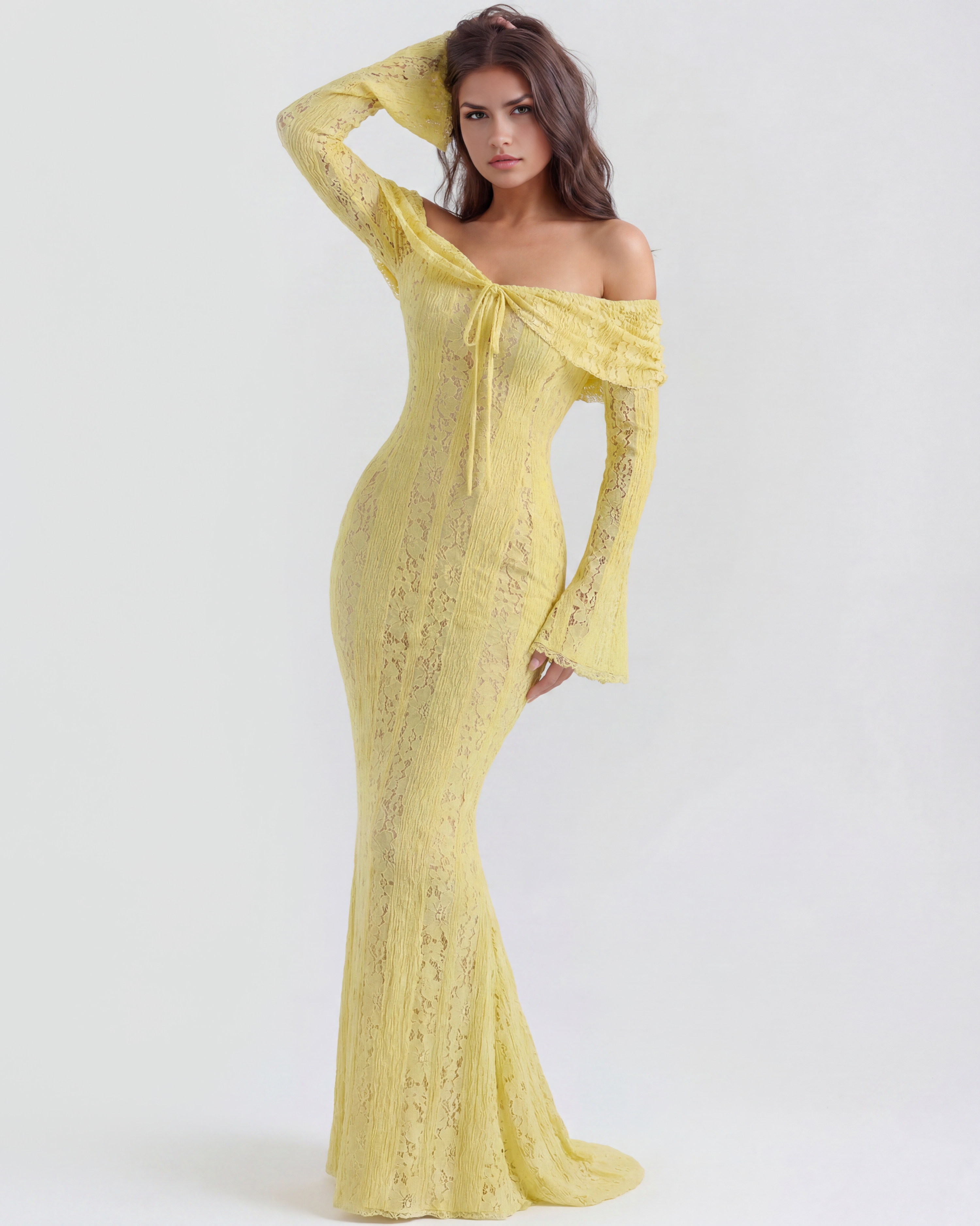 Alessandra Sarı Maxi Elbise