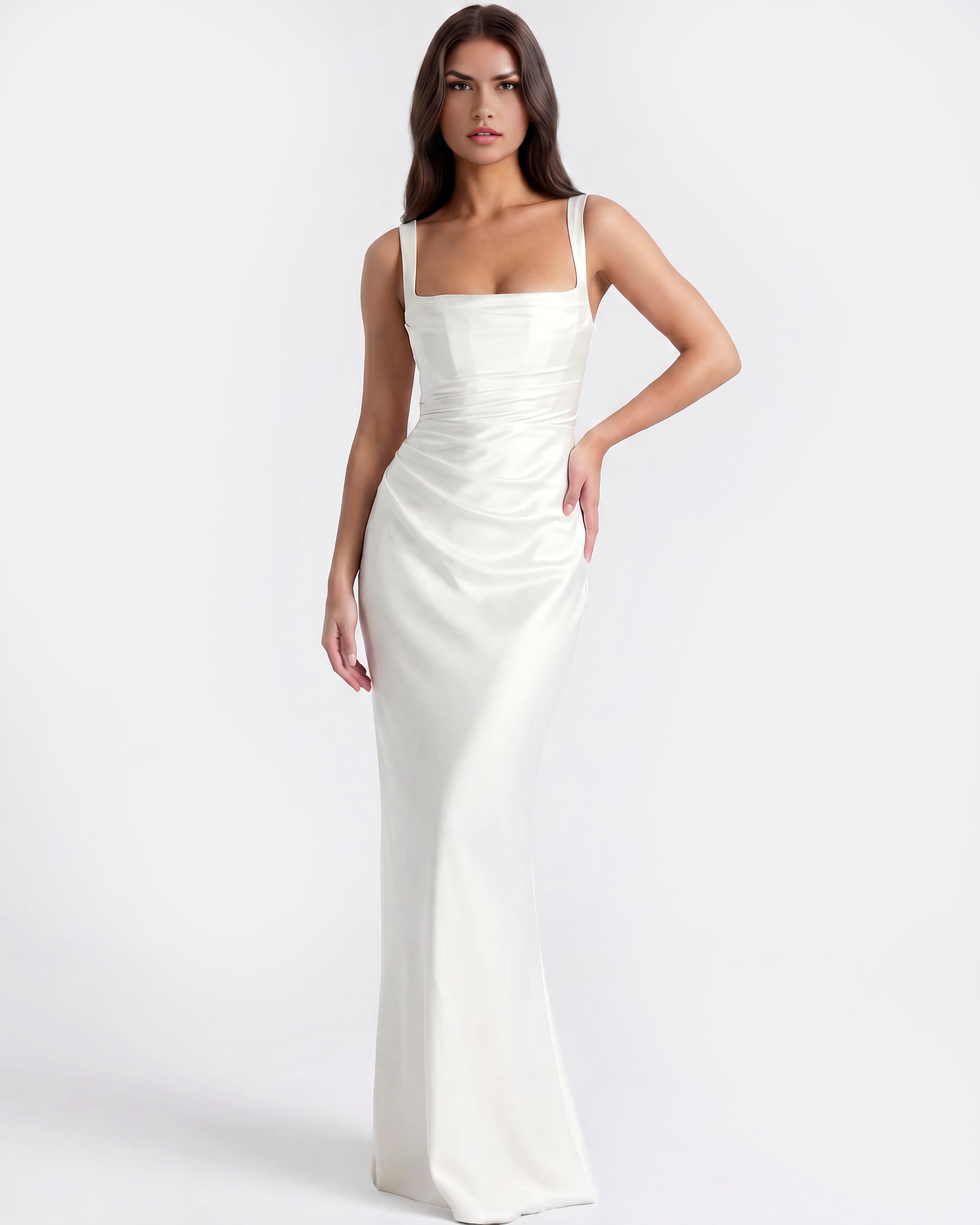 Adrienne Beyaz Maxi Elbise