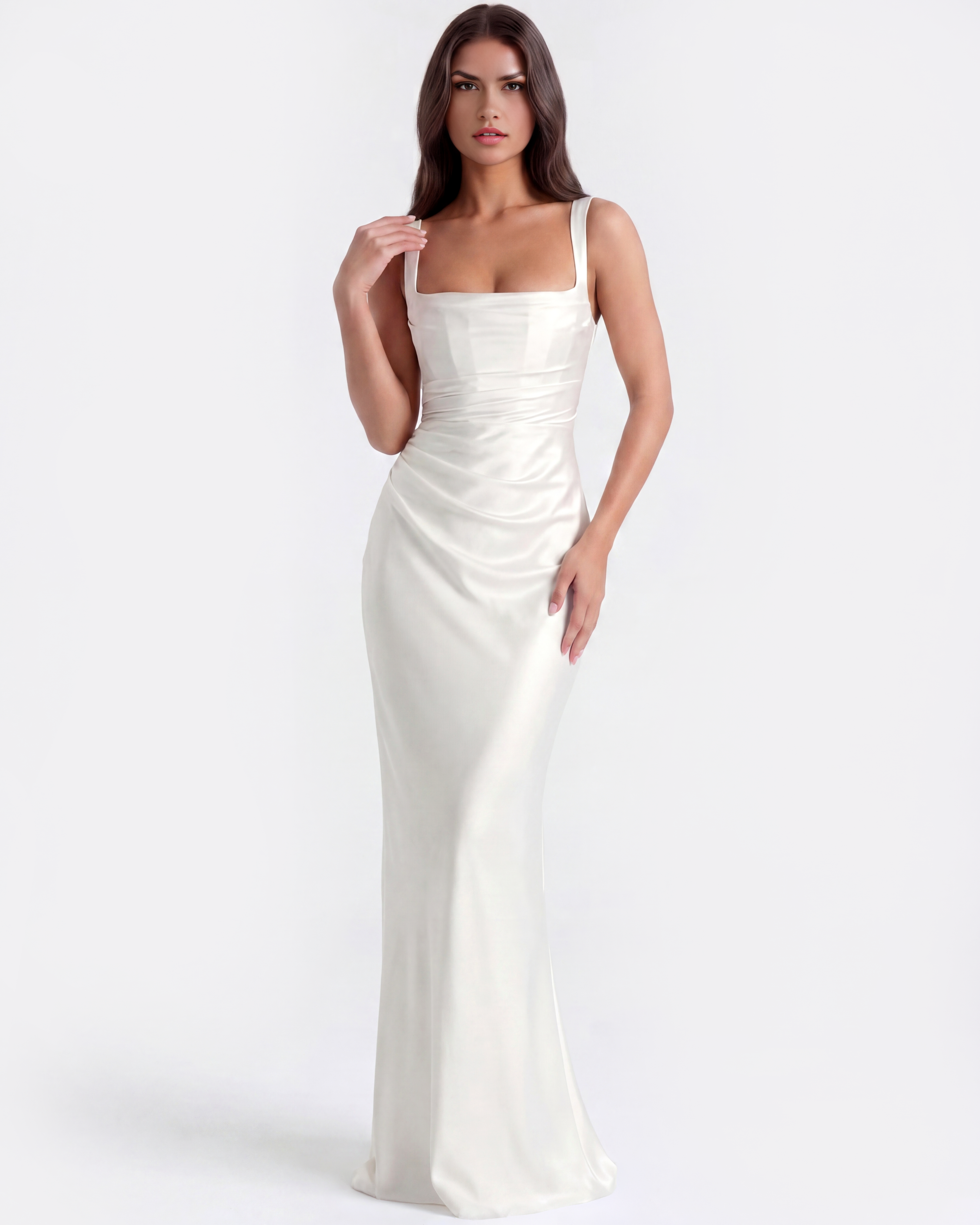 Adrienne Beyaz Maxi Elbise