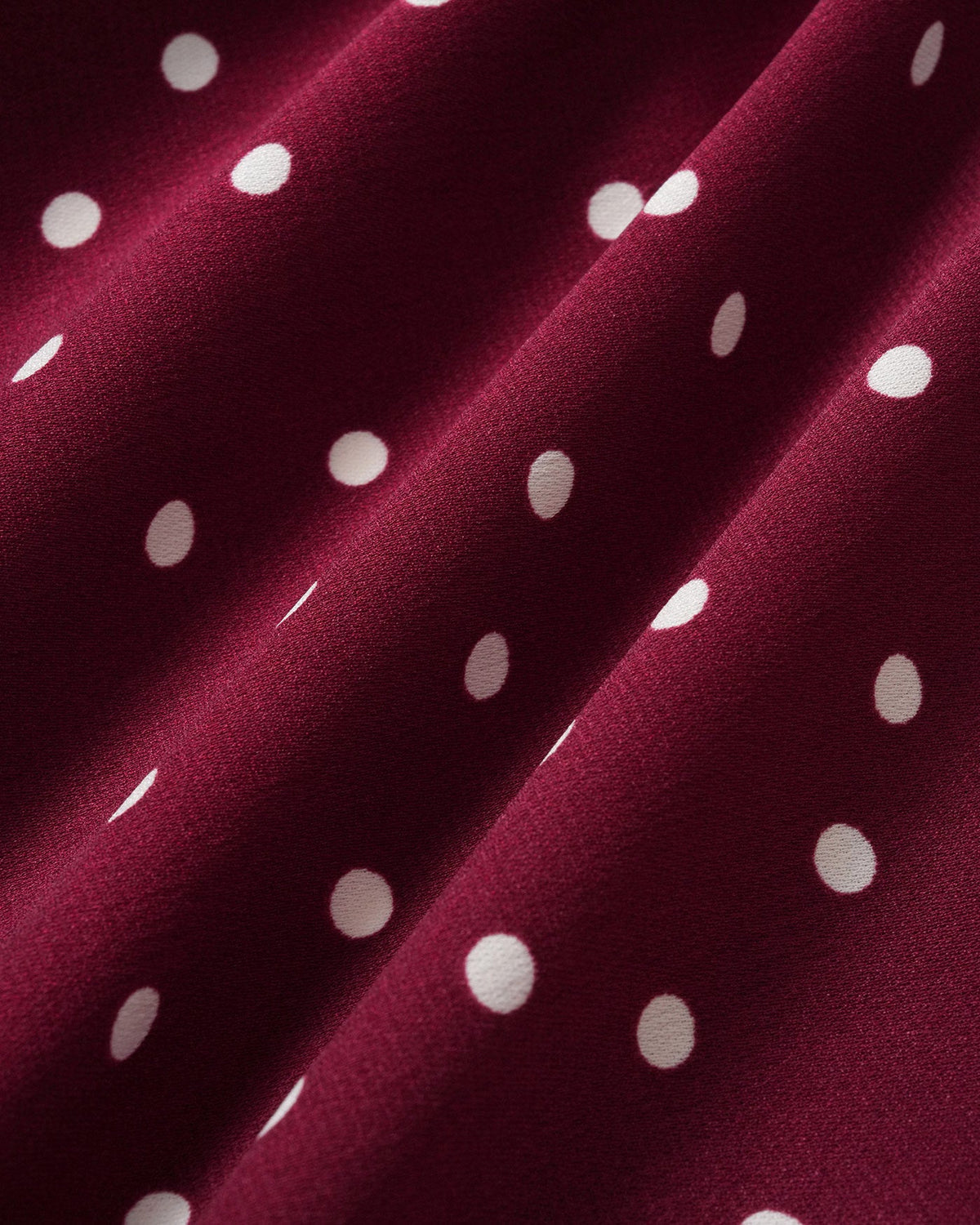 Şarap Kırmızı Puantiyeli V Yaka Bluz