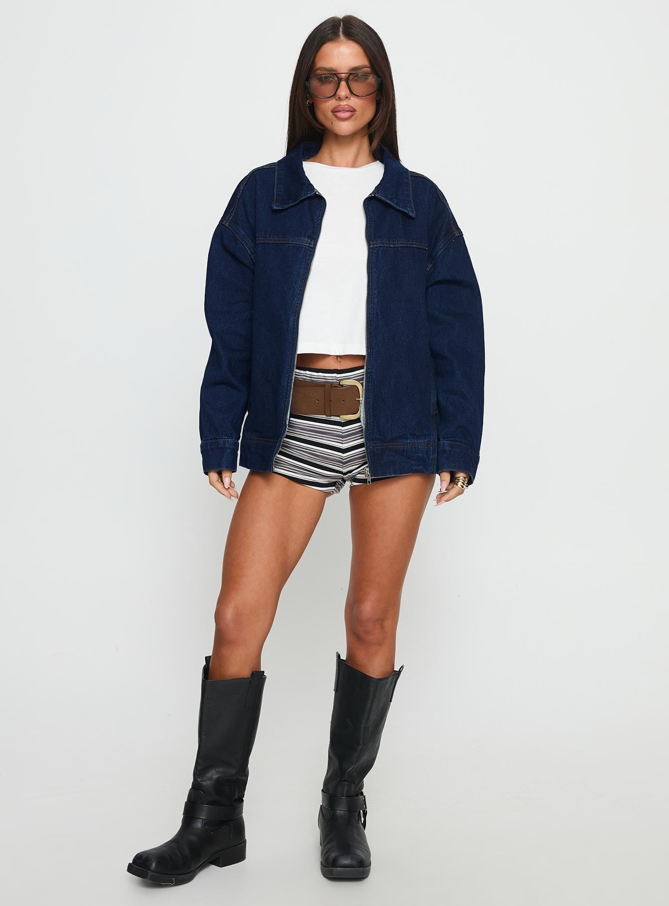 Koyu Yıkama Denim Bomber Ceket - Altıncı