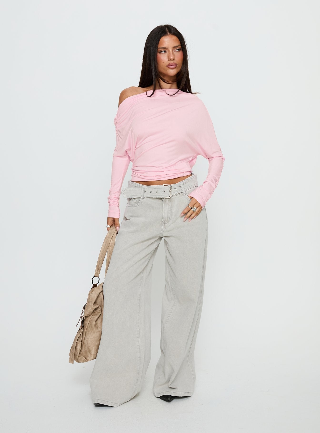 Off Shoulder Pembe Parti Bluzu