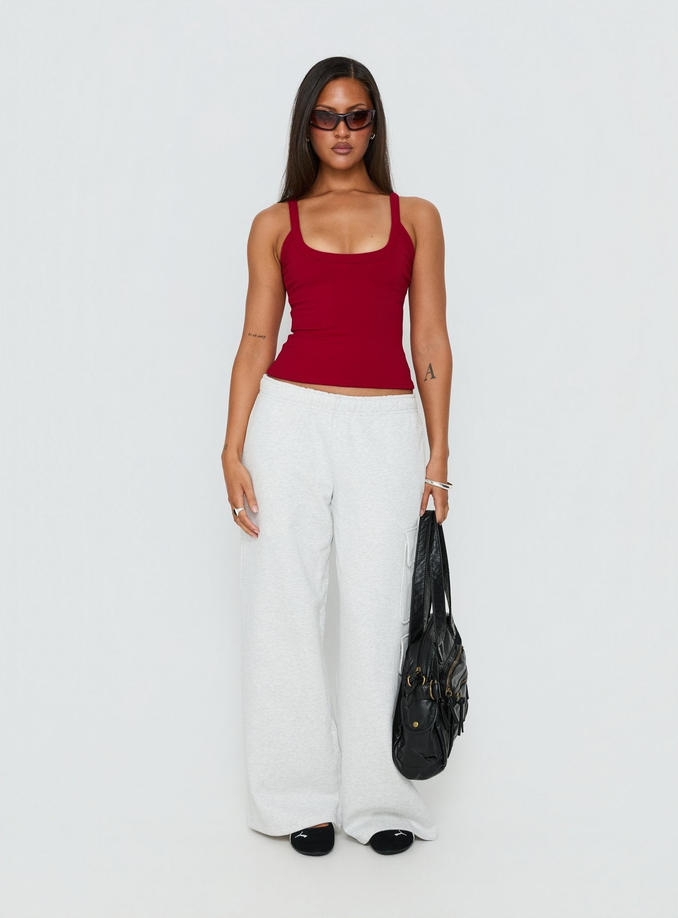 Bordo Büzgü Detaylı Uzun Atlet