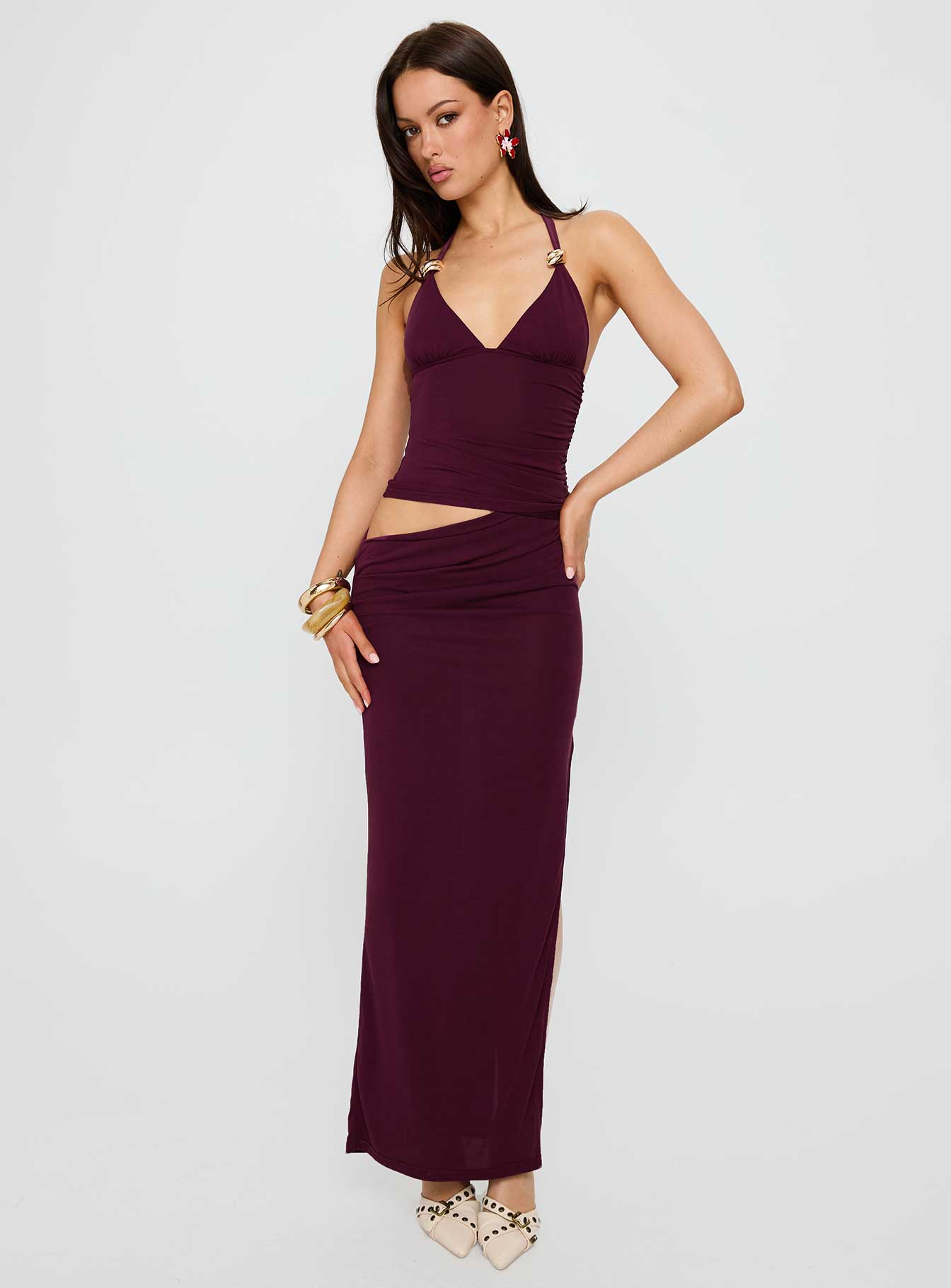 Imeraldia Kırmızı Don Halter Maxi Elbise