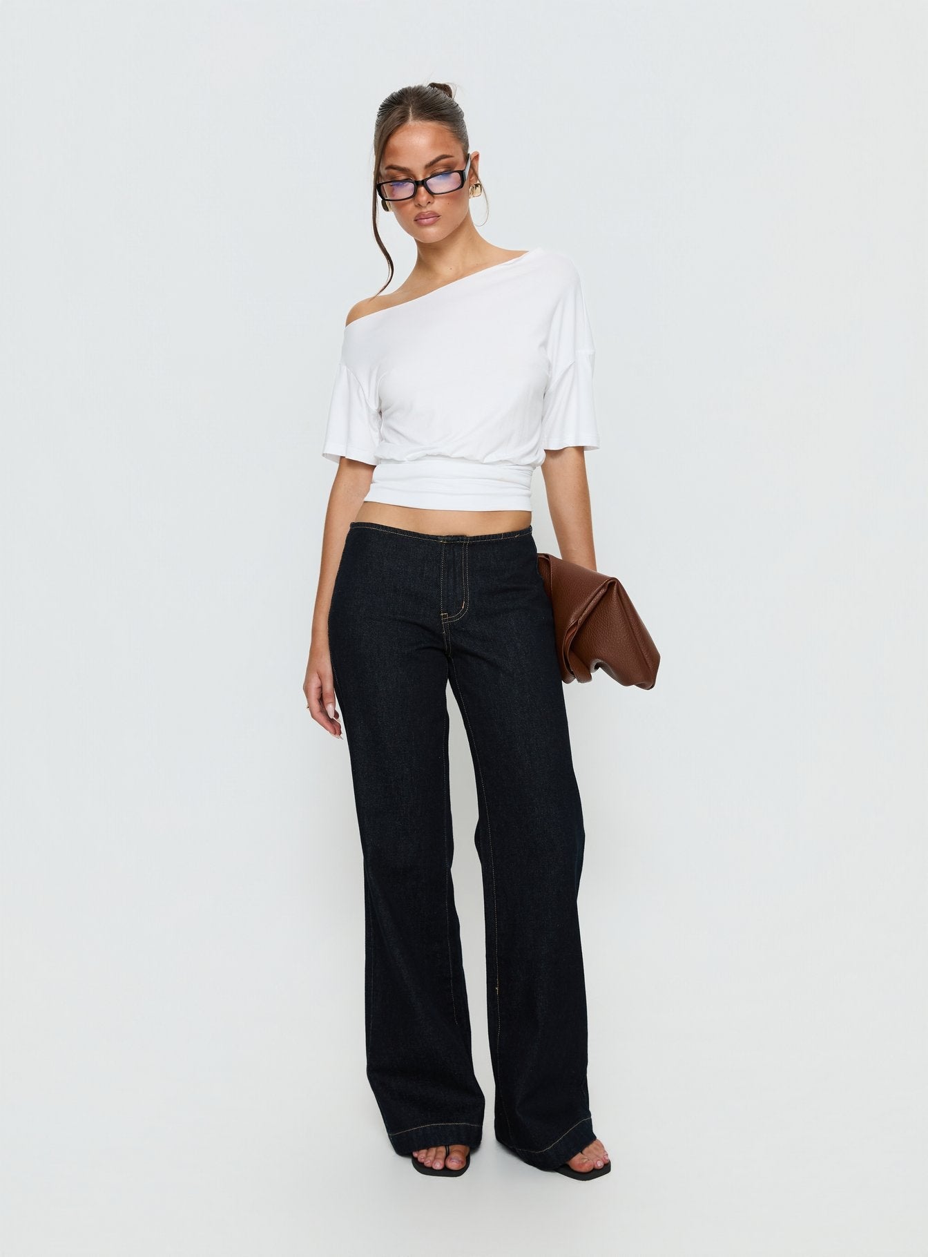 Buenos No Waist Düşük Bel Ham Denim Düz Paça Kot Pantolon