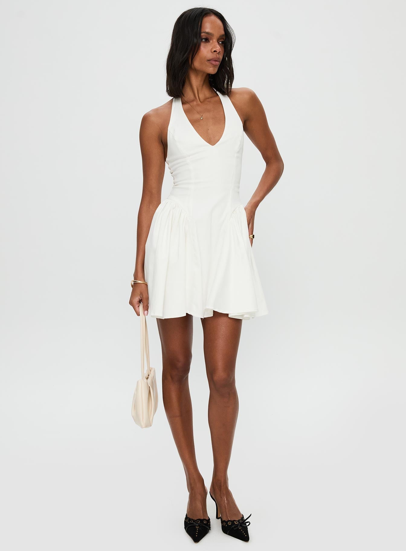 Karisse Beyaz Halter Mini Elbise