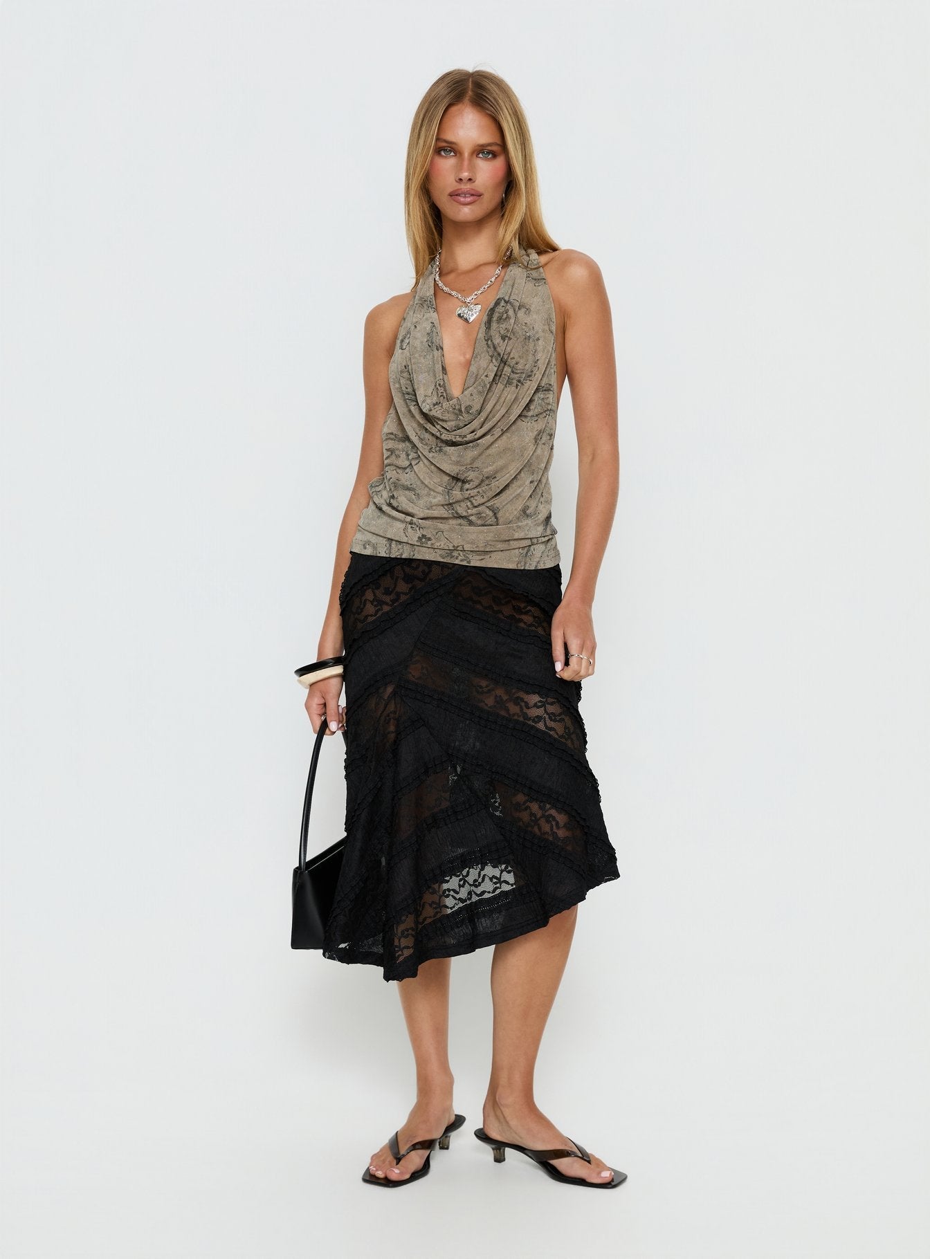 Dijon Paisley Desenli Düşük Sırt Halter Üst