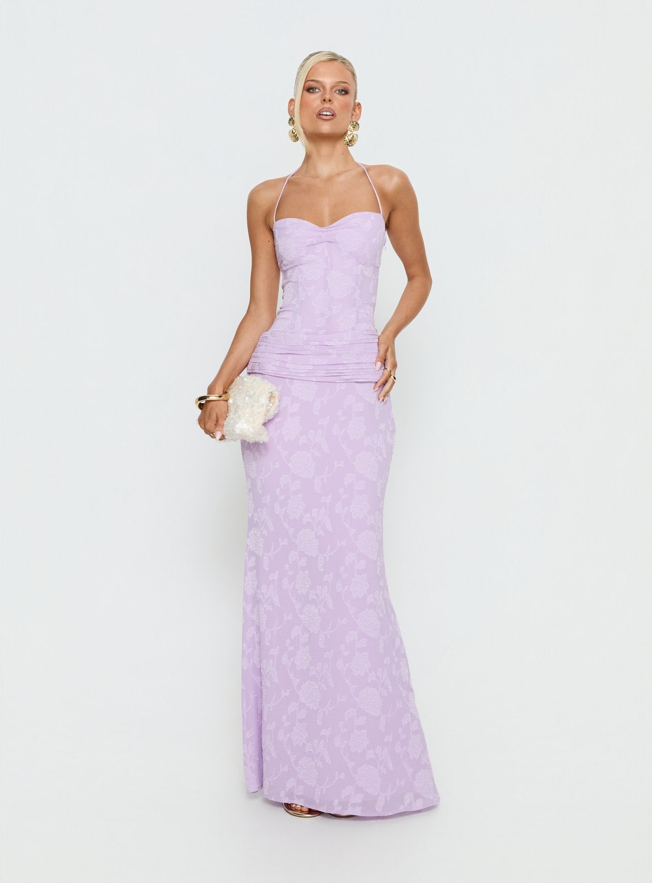 Portofino Lila Korsaj Maxi Elbise