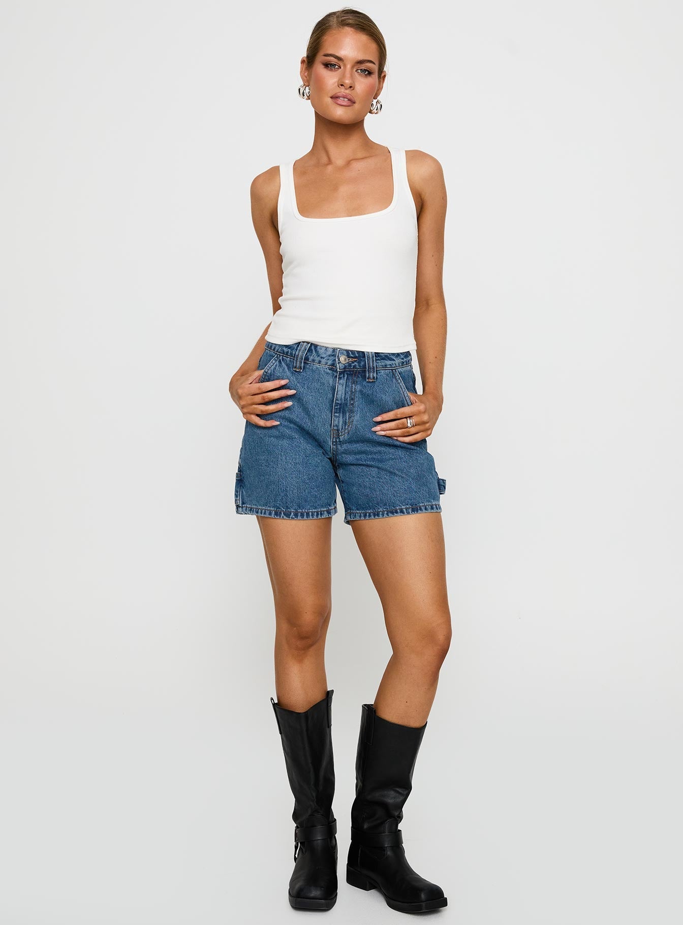 Lou Carpenter Orta Yıkama Denim Şort