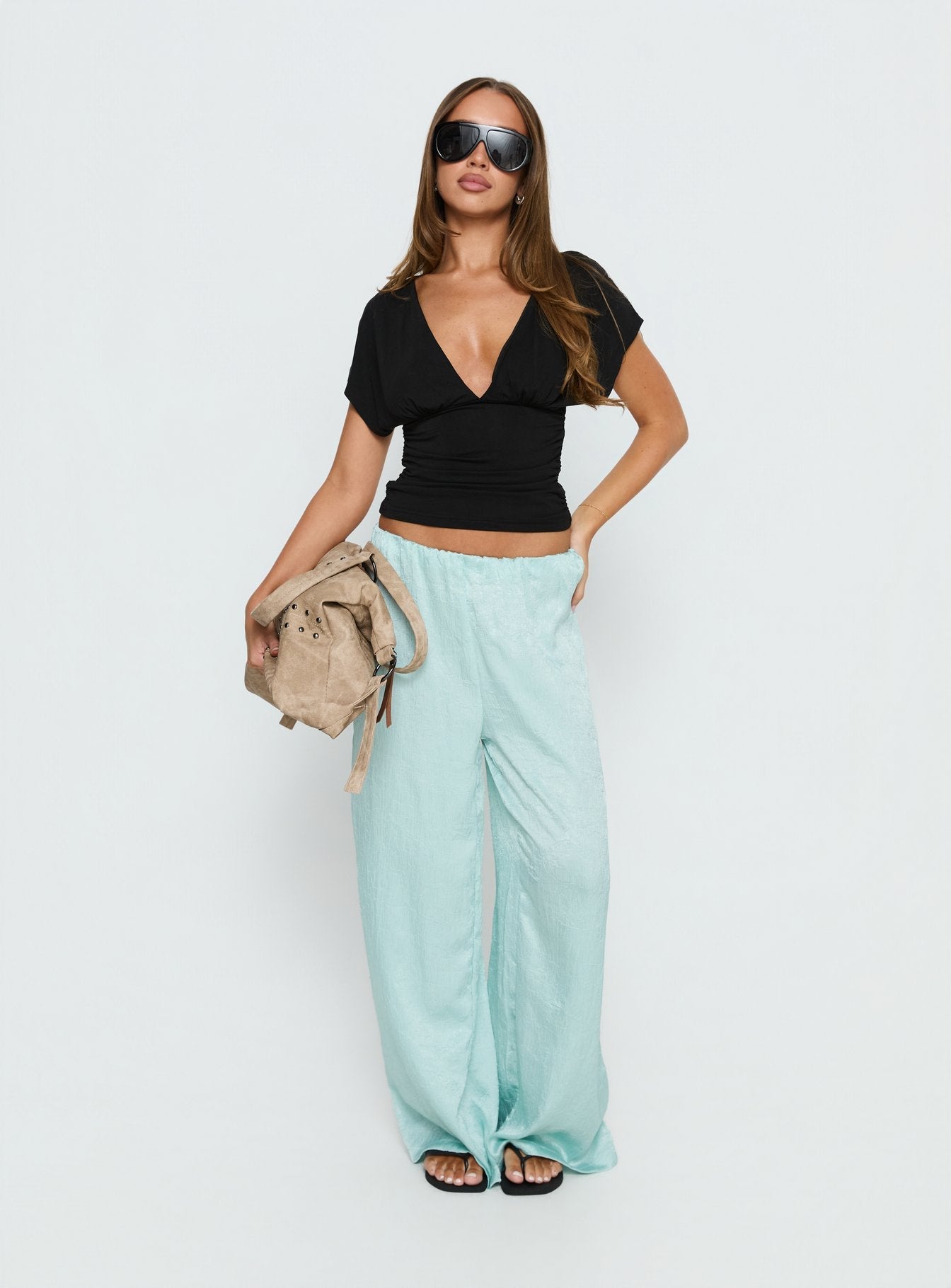 Jelly Mint Renk Düz Paça Pantolon