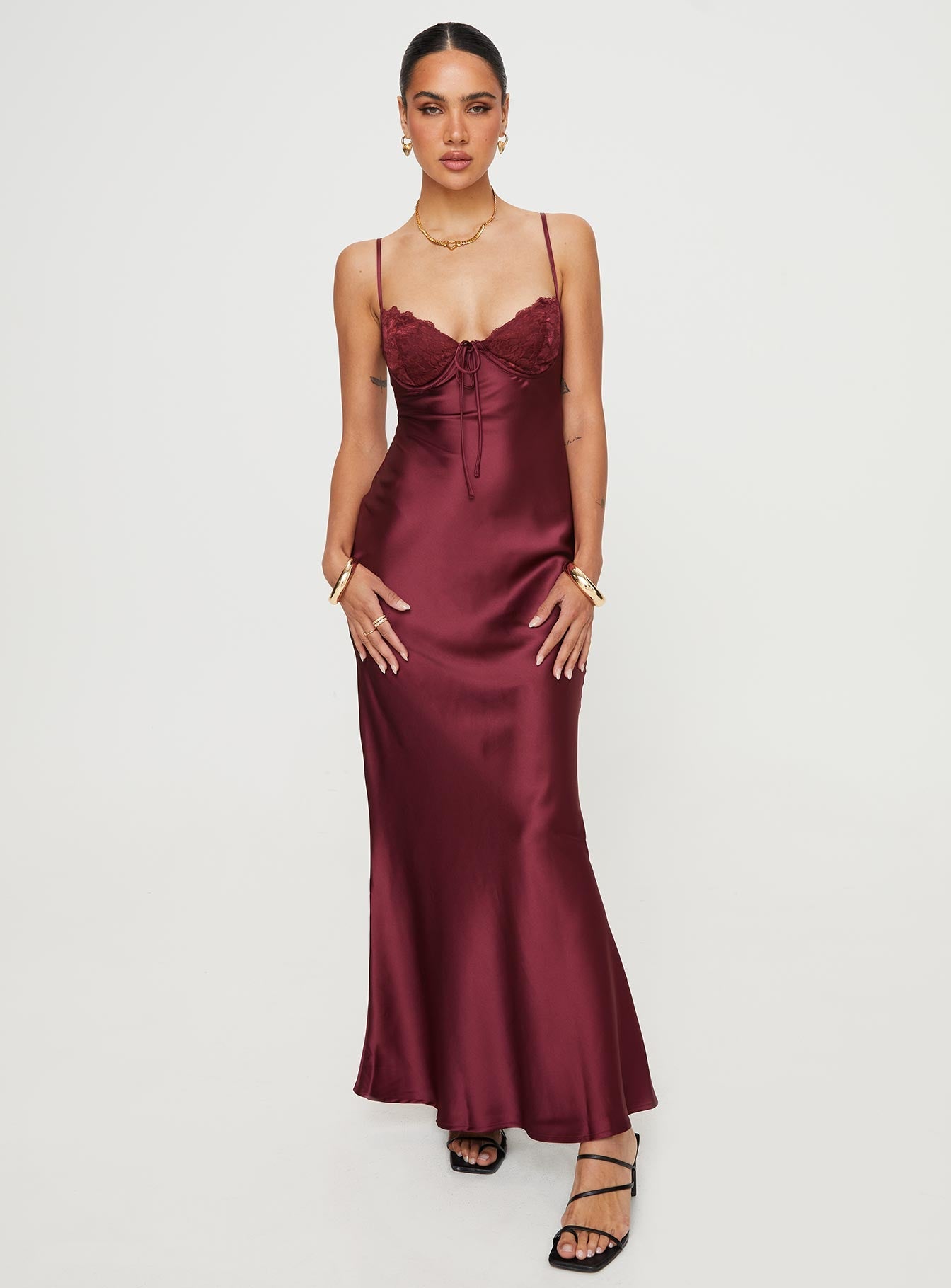 Bordo Fadyen Maxi Elbise