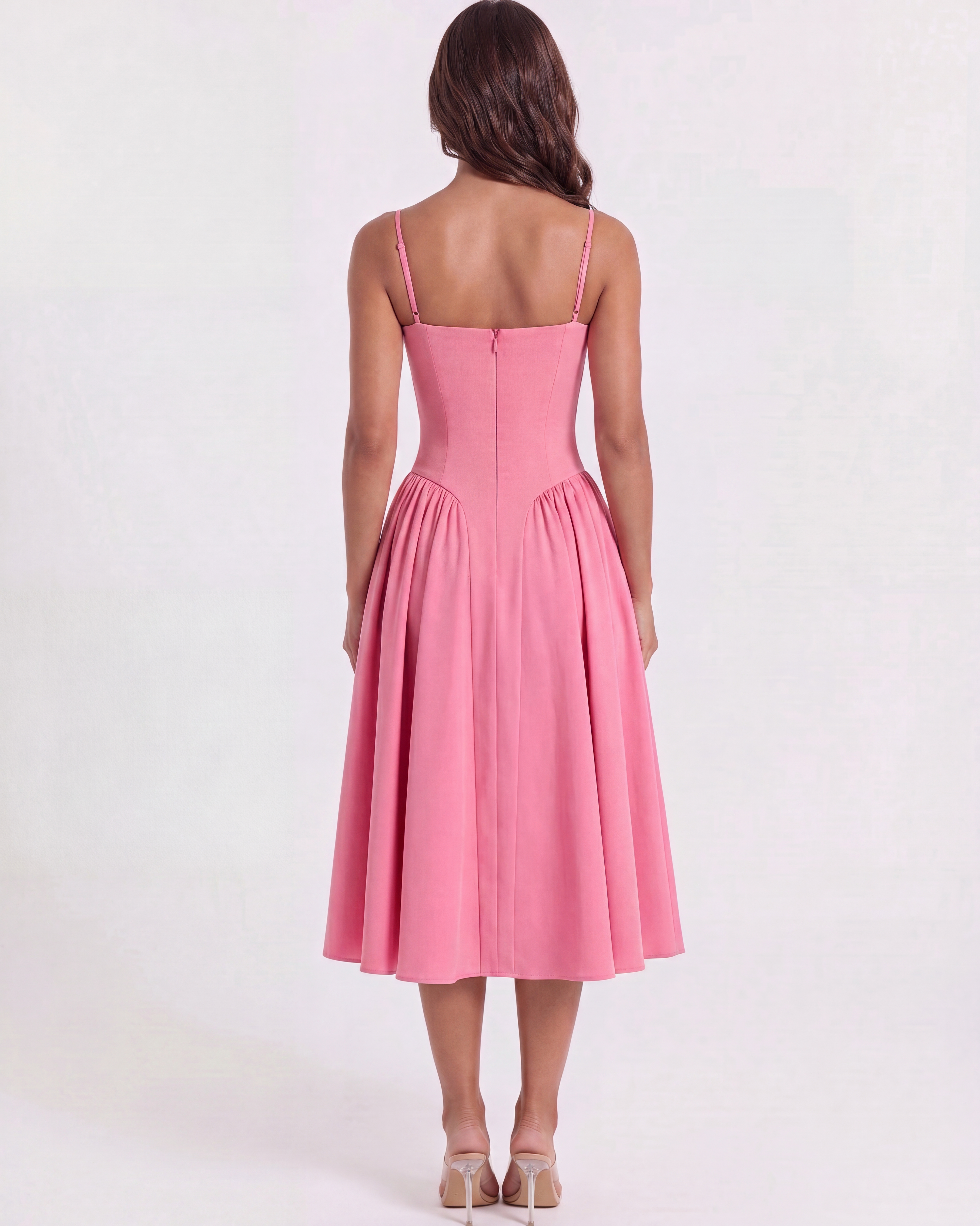 Francesca Pembe Midi Elbise