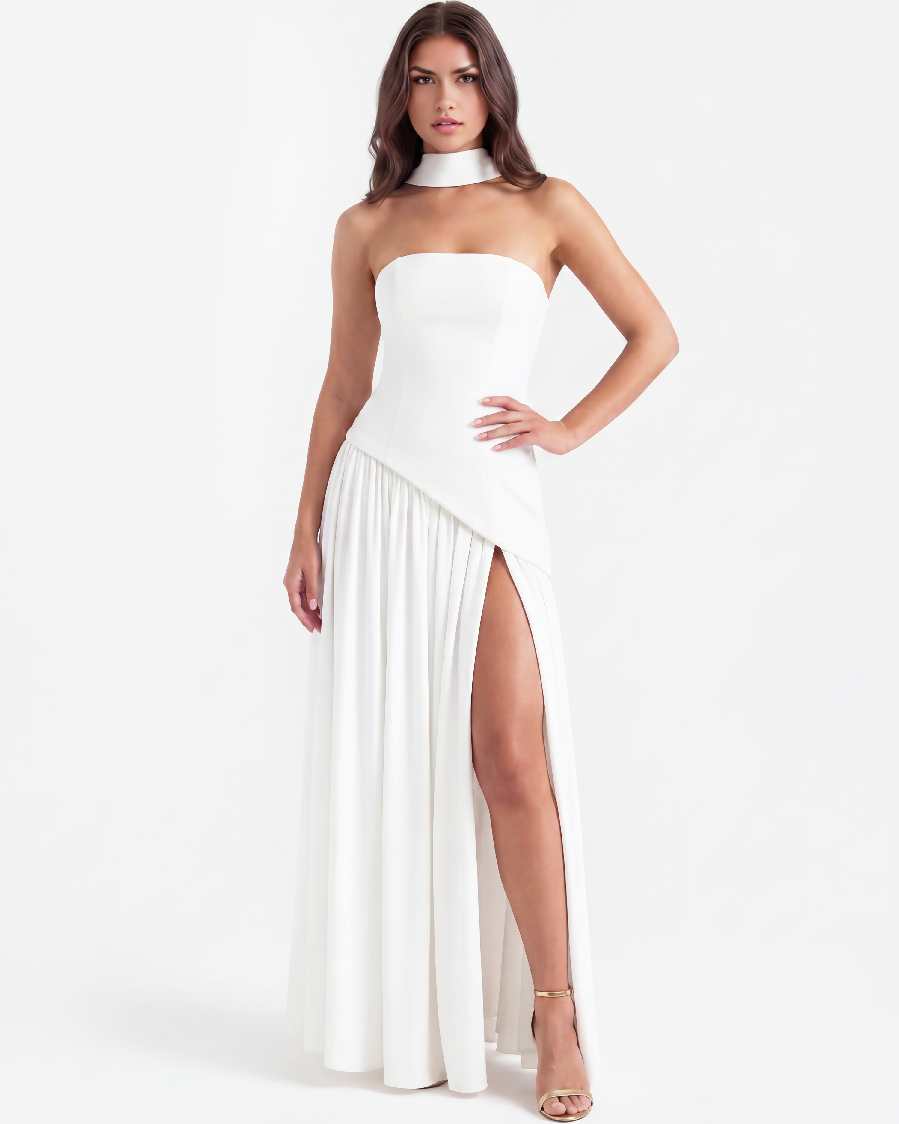 Serena Beyaz Maxi Elbise