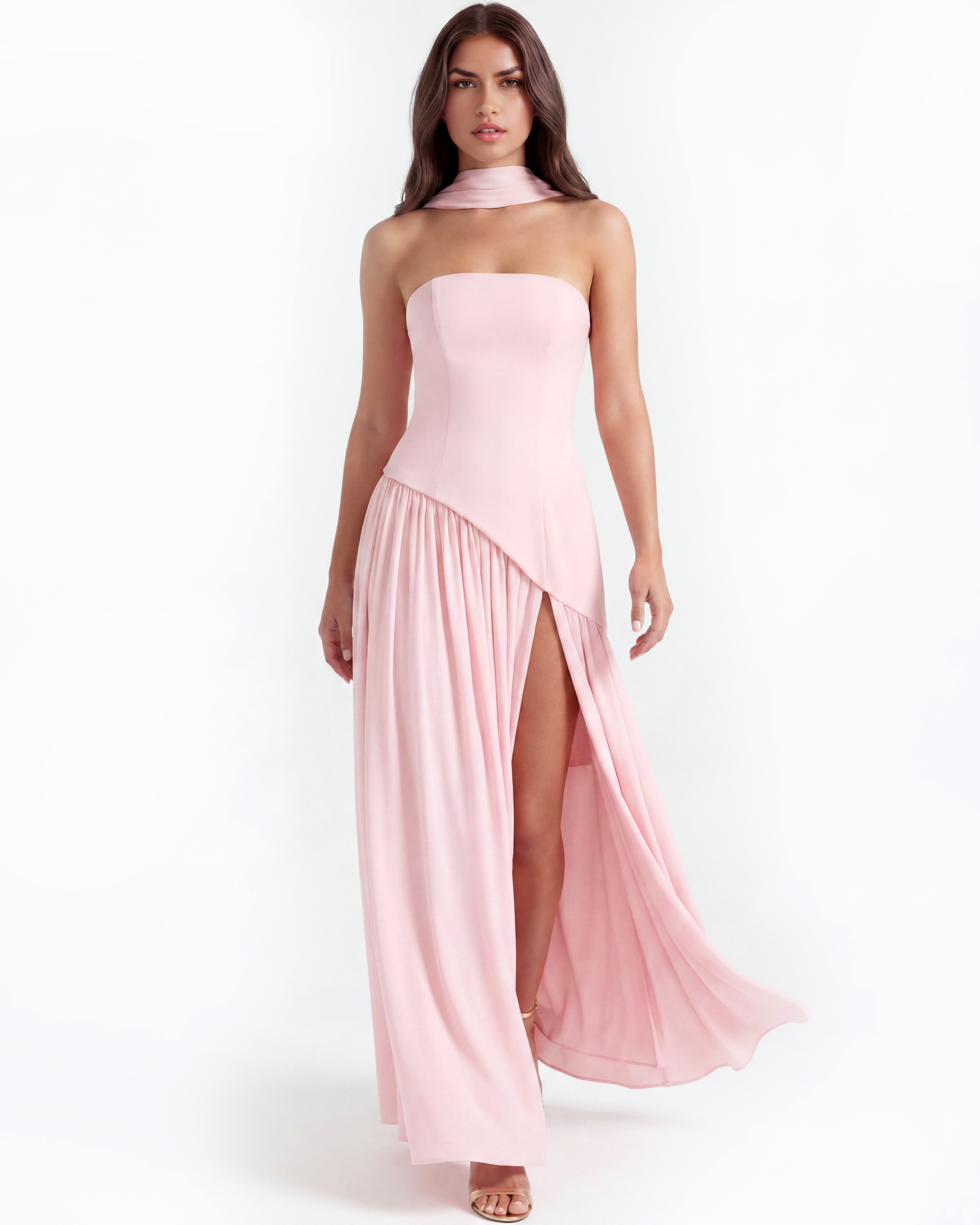 Serena Pembe Maxi Elbise