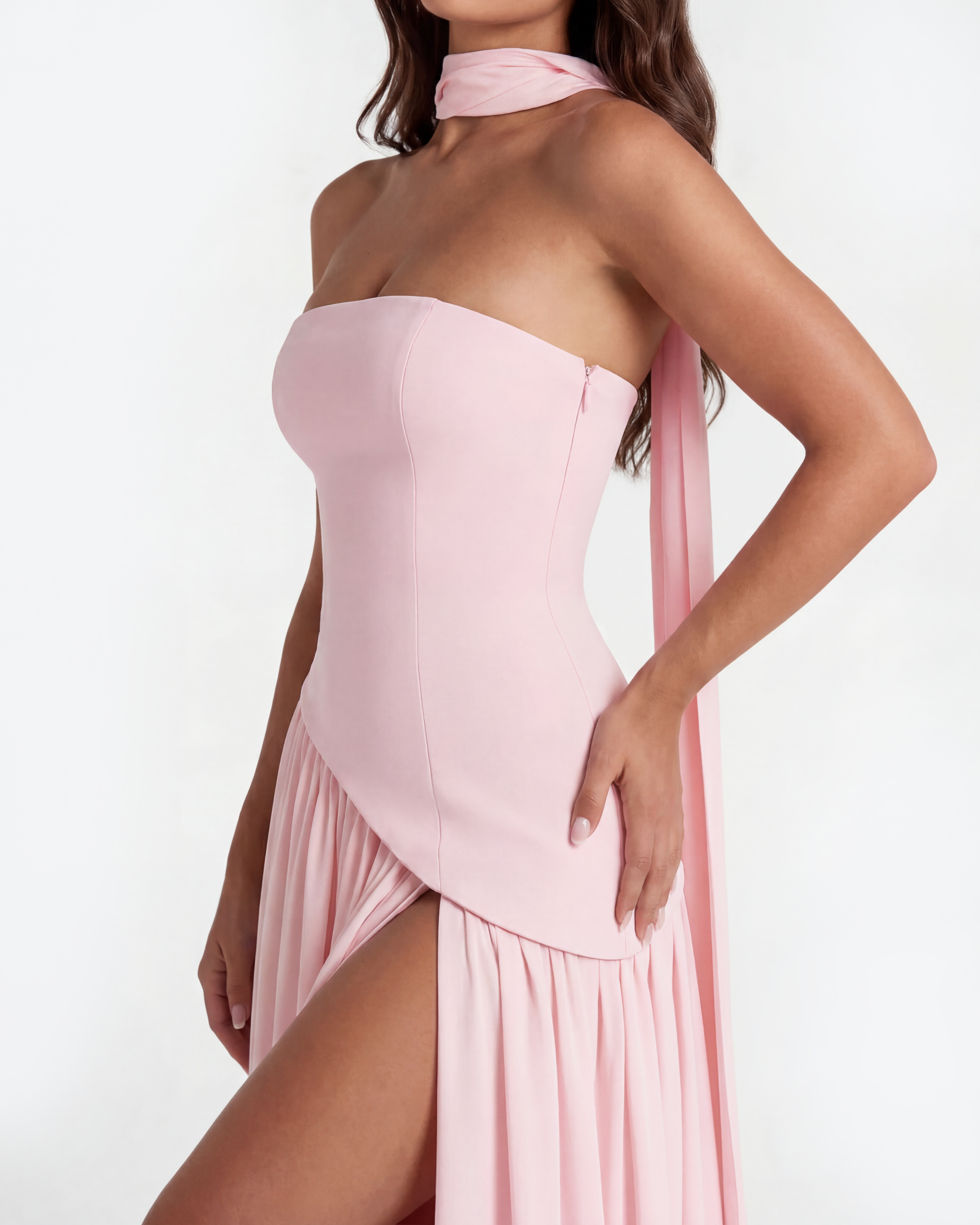 Serena Pembe Maxi Elbise