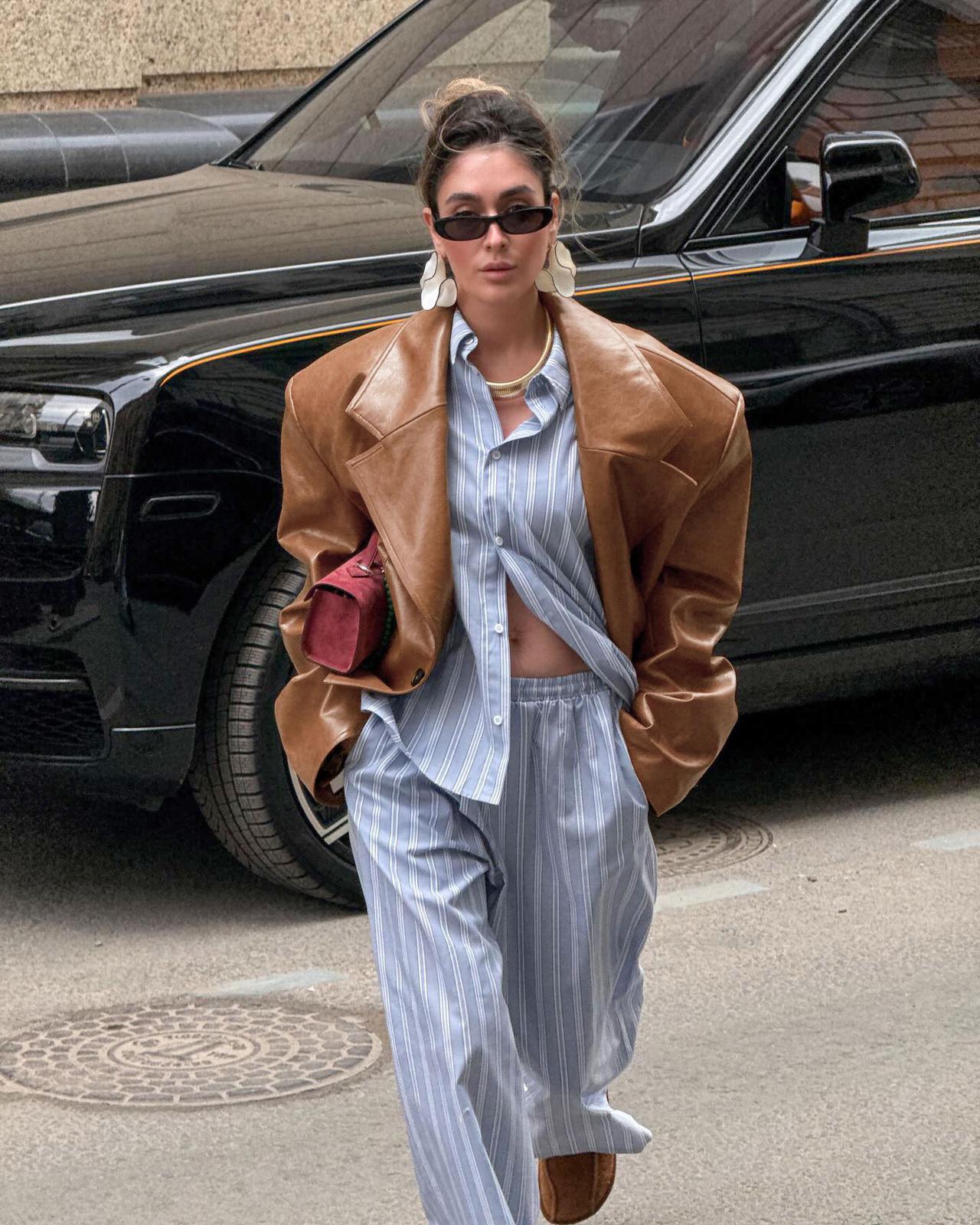 Milano Cropped Leather Blazer