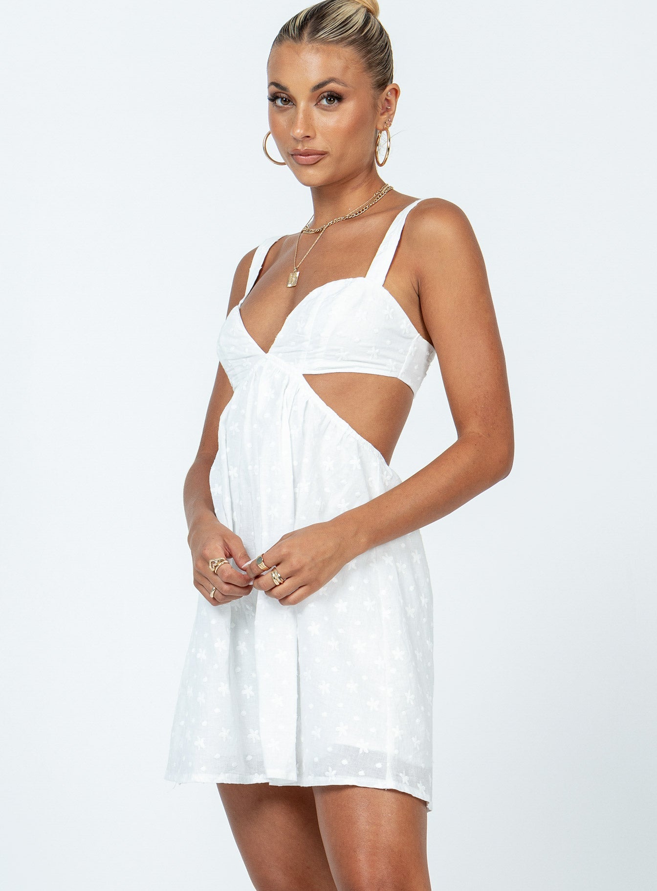 Khalia Beyaz Mini Elbise