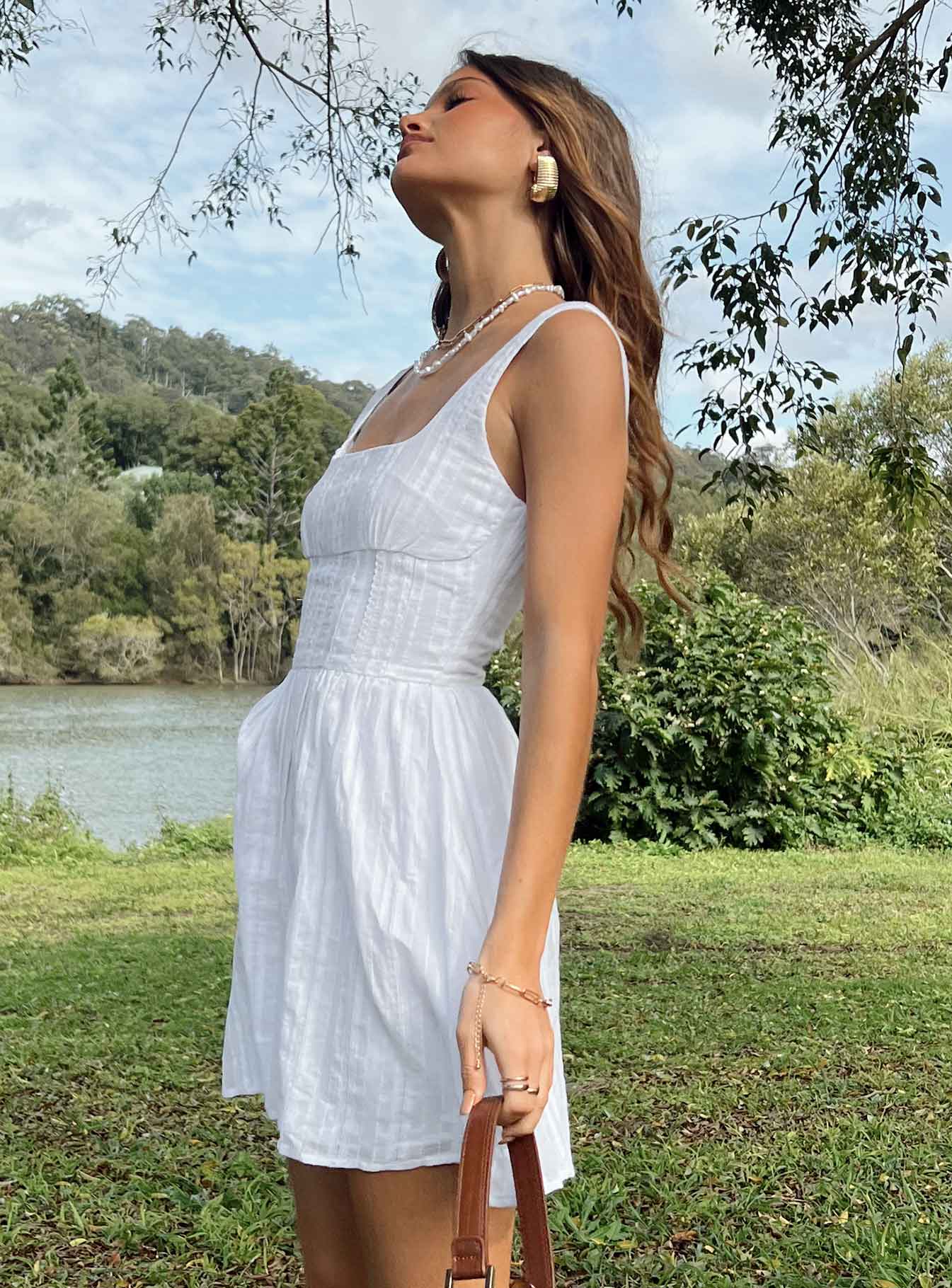 Lorinda Beyaz Mini Elbise