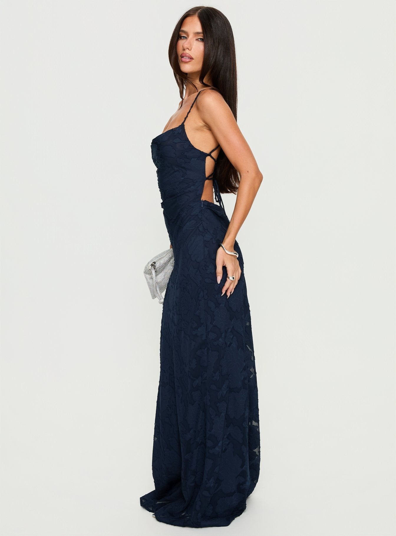 Celena Lacivert Maxi Elbise