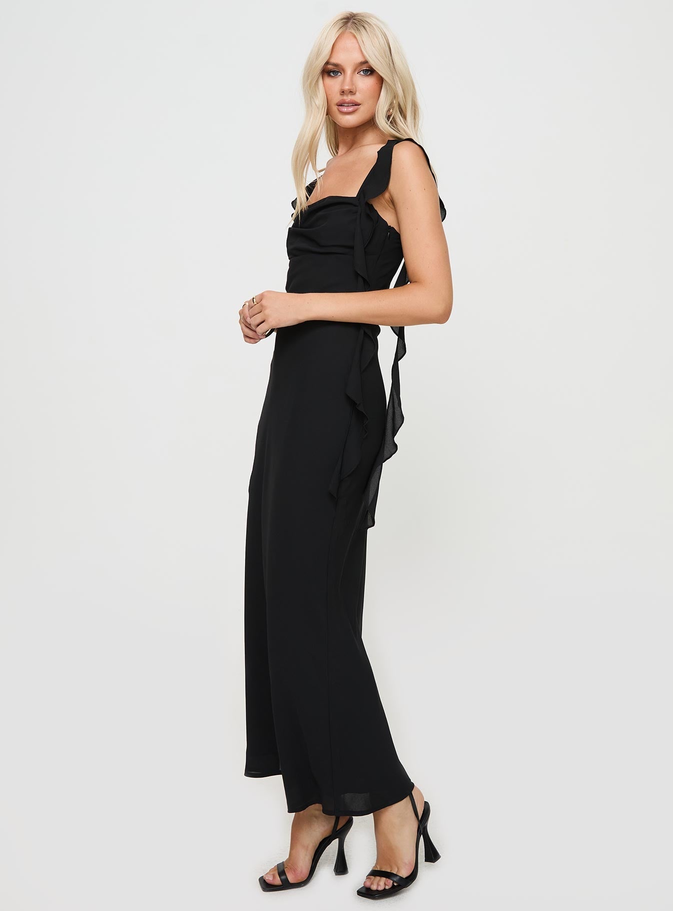 Siyah Lanai Maxi Elbise