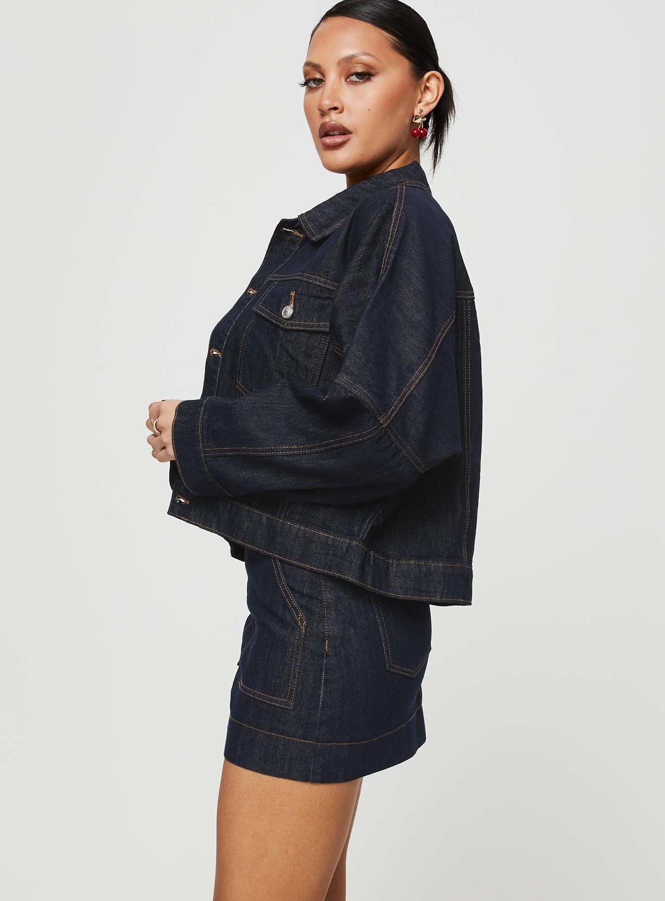 Hughes Koyu Yıkama Denim Mini Etek