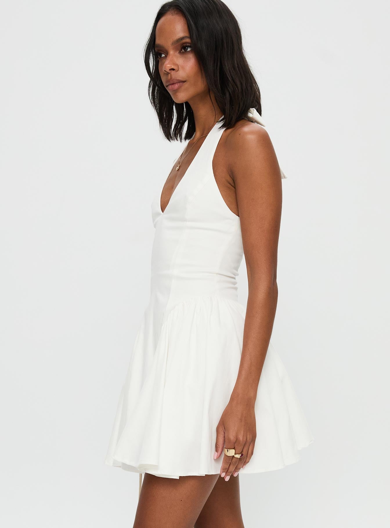 Karisse Beyaz Halter Mini Elbise