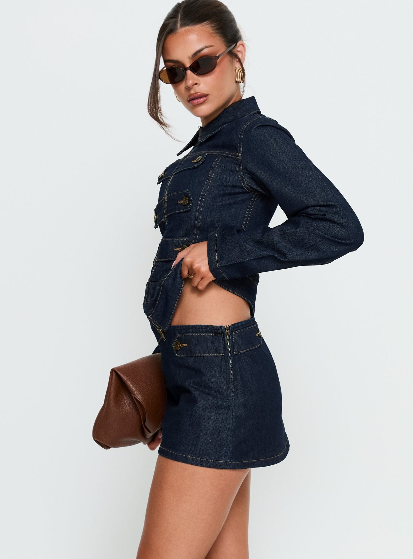 Cristen Cadet İndigo Denim Mini Etek