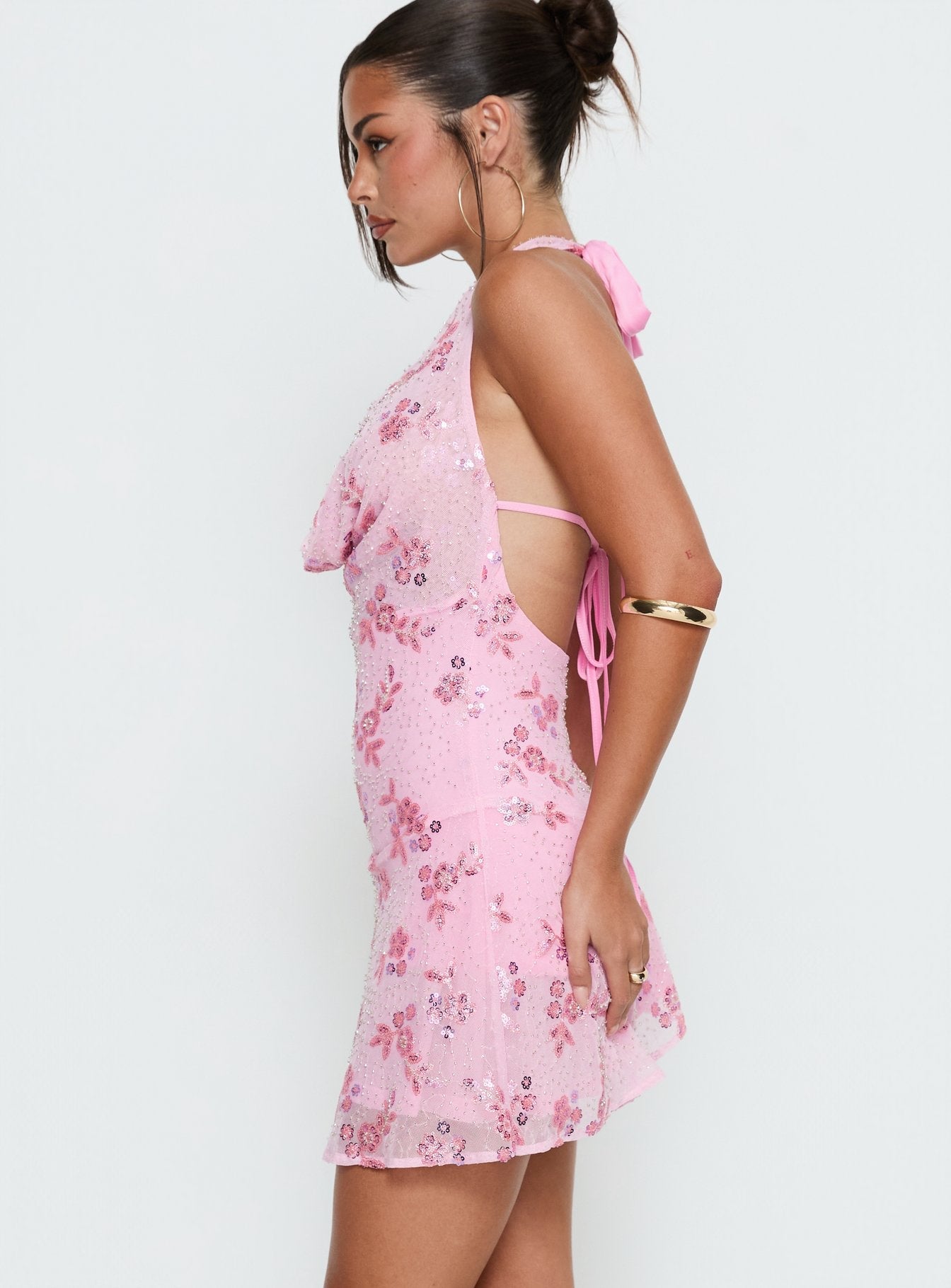 Pembe Cowl Halter Tulum - Uzun Gün Işığı