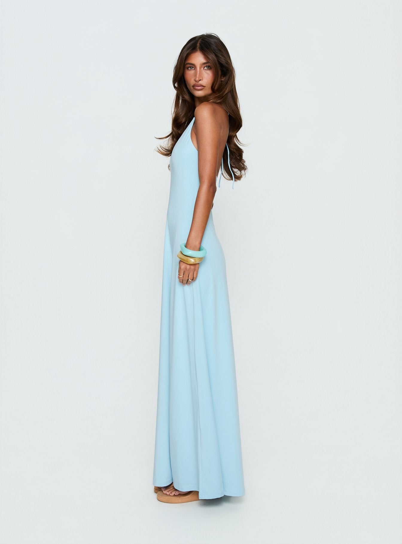 Palmas Bebek Mavisi Halter Triko Maxi Elbise