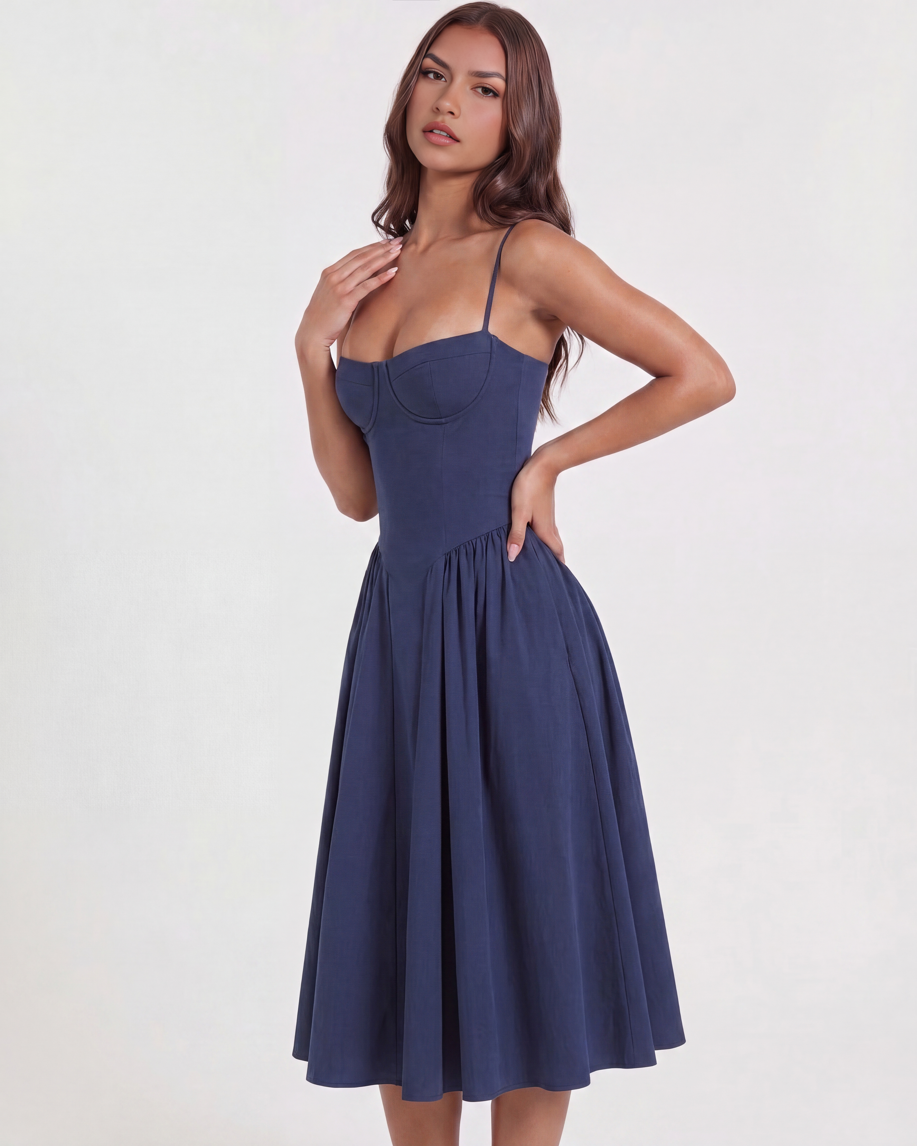 Francesca Lacivert Midi Elbise