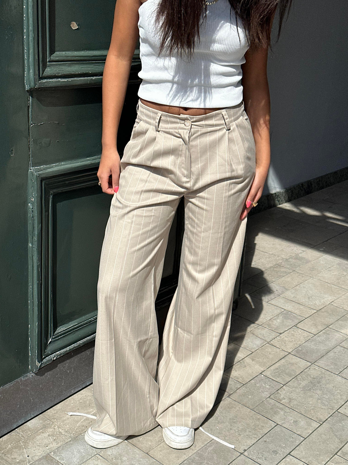 Arlette Takım Pantolonu - Beyaz-Bej