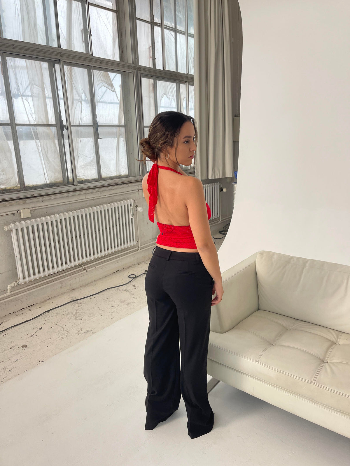 Amabel Kırmızı Dantel Bluz