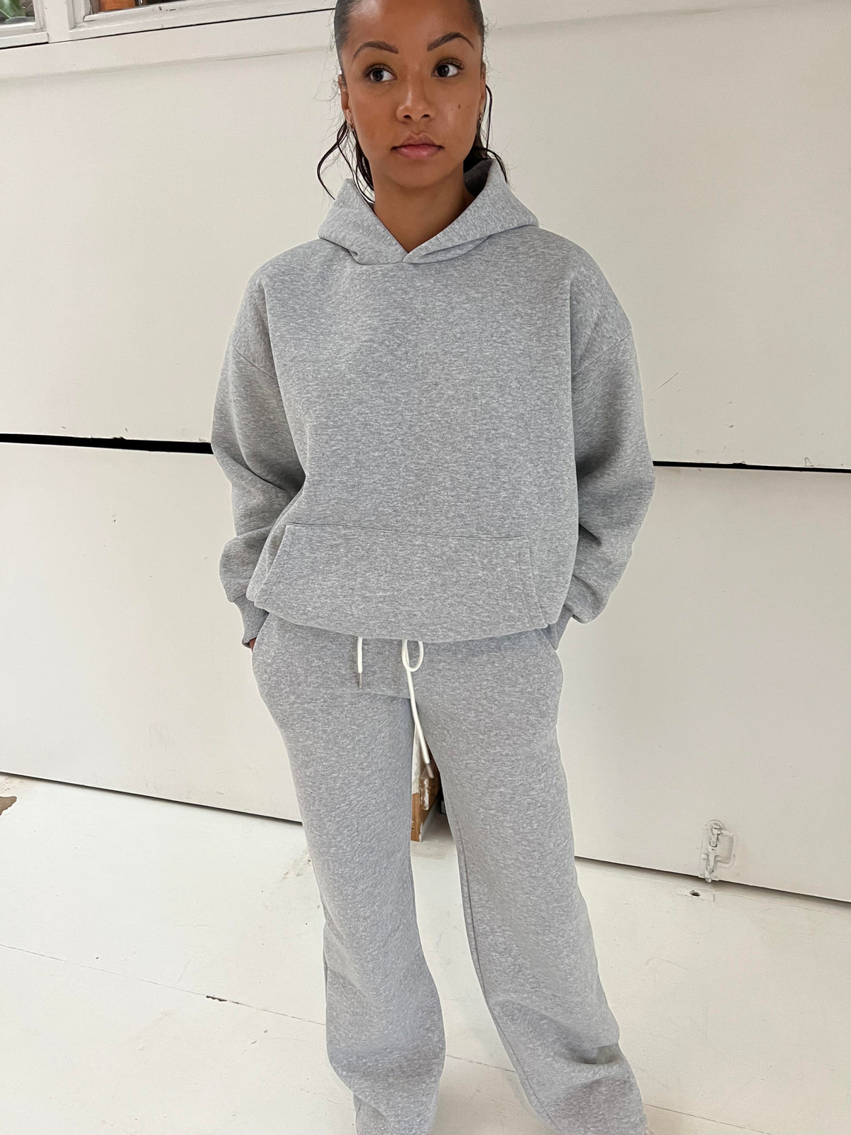 Anelise Büyük Beden Kapüşonlu Sweatshirt - Gri