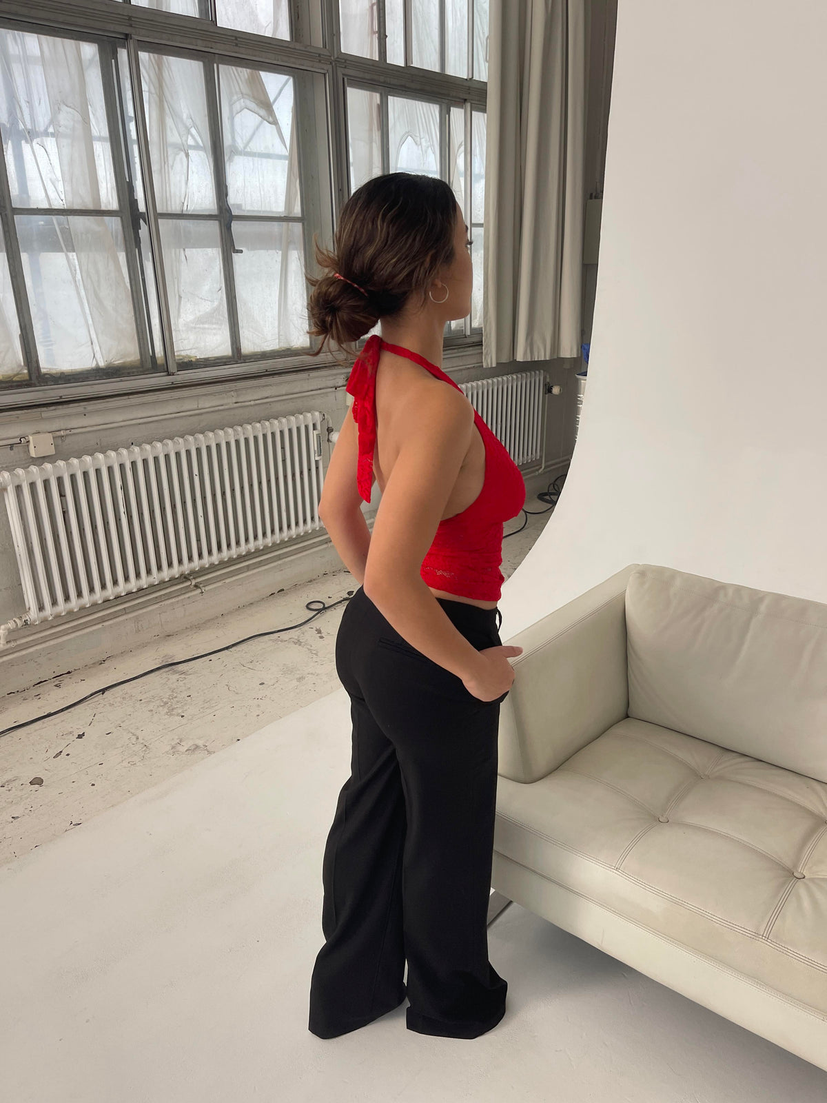 Amabel Kırmızı Dantel Bluz