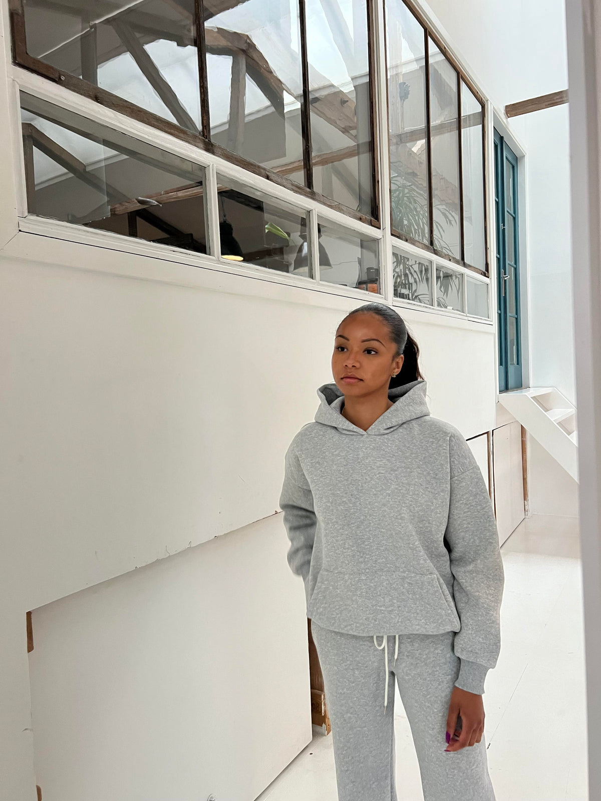 Anelise Büyük Beden Kapüşonlu Sweatshirt - Gri