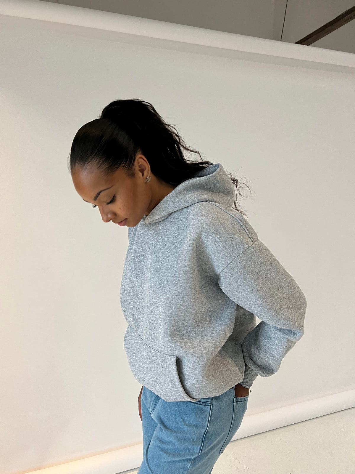 Anelise Büyük Beden Kapüşonlu Sweatshirt - Gri