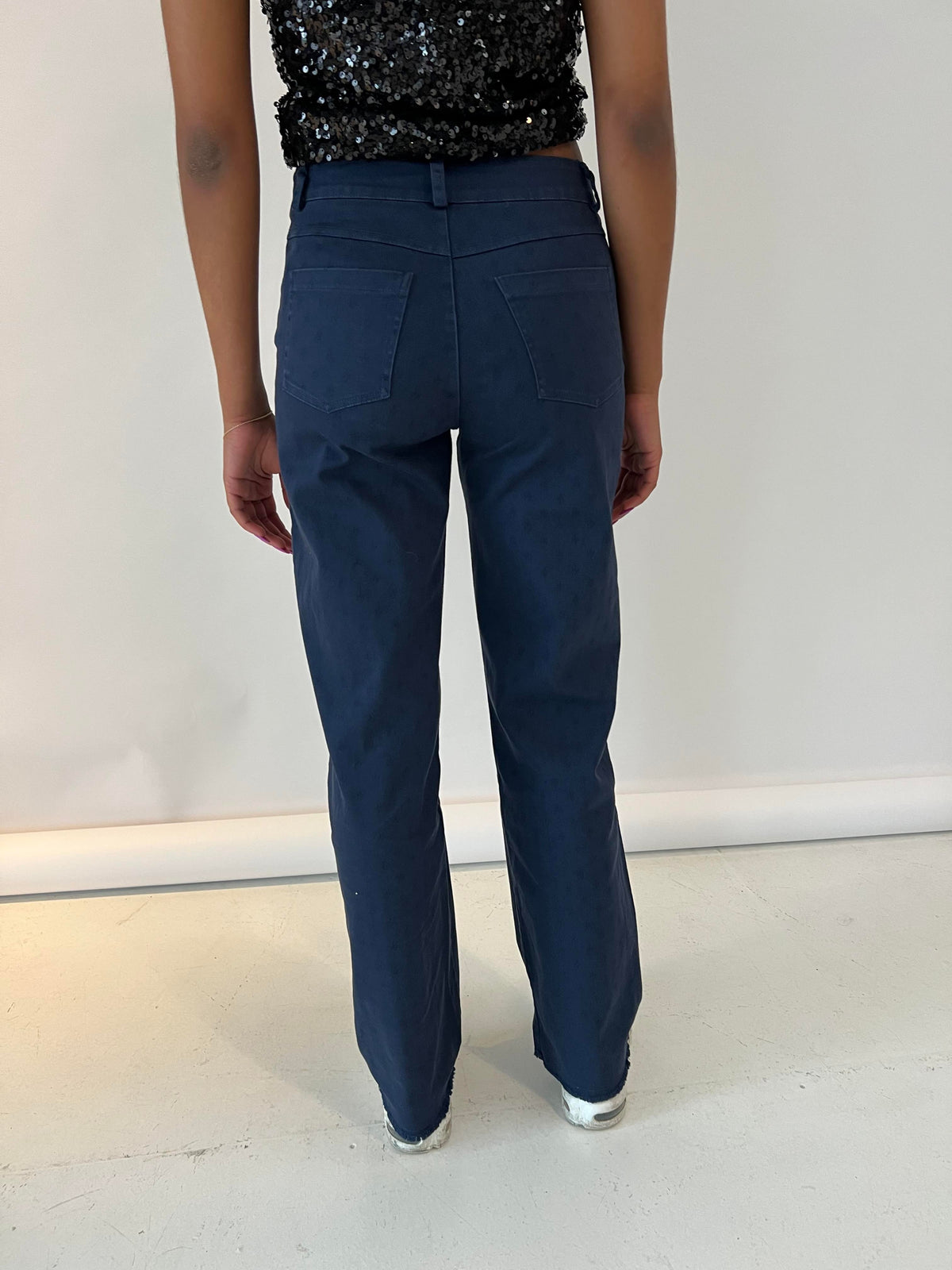 Lacivert Gabardin Desenli Pantolon