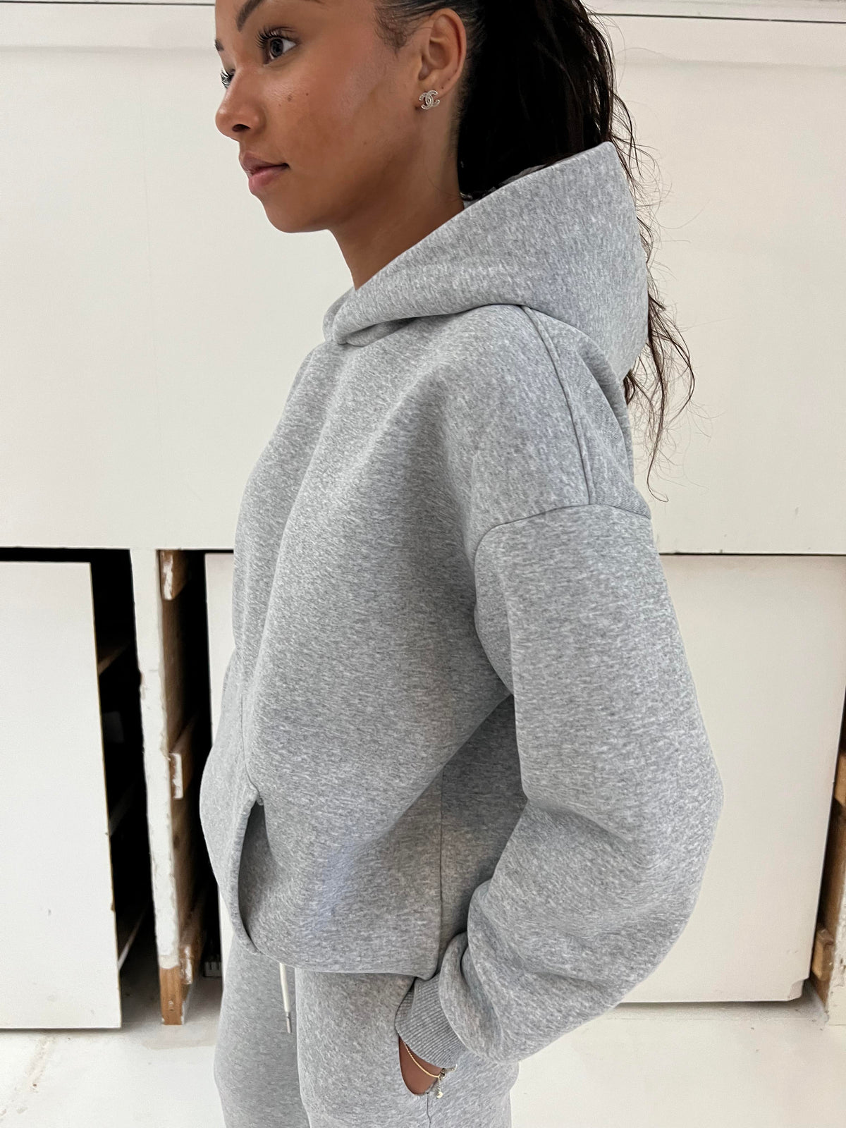 Anelise Büyük Beden Kapüşonlu Sweatshirt - Gri