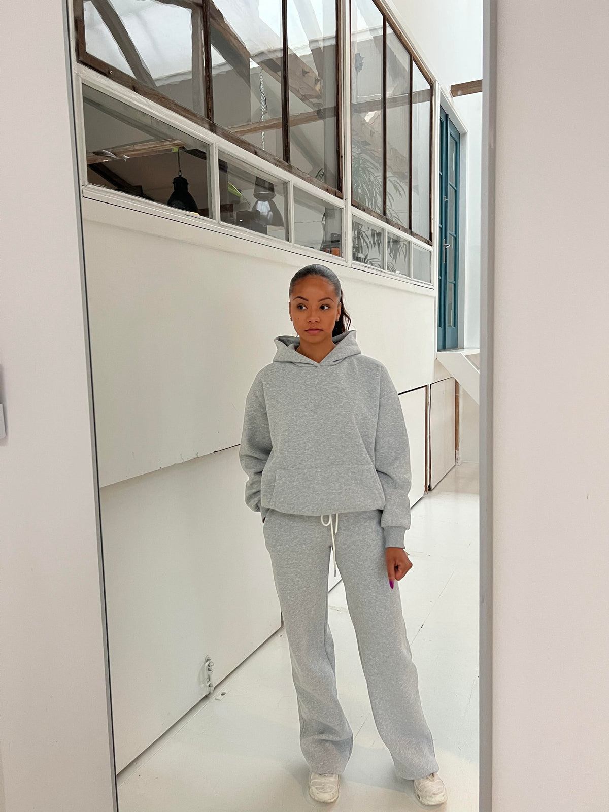 Anelise Büyük Beden Kapüşonlu Sweatshirt - Gri