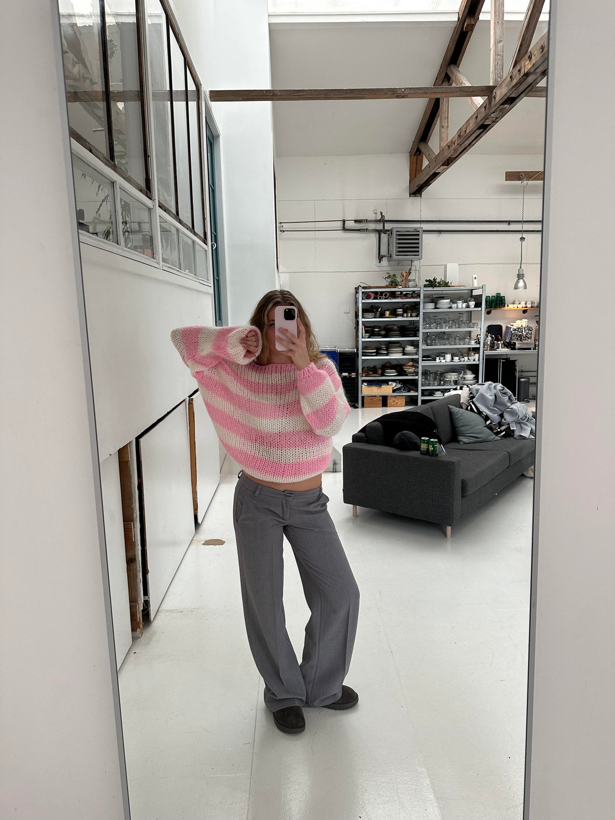 Anna Olympia Pembe Oversize Triko Kazak